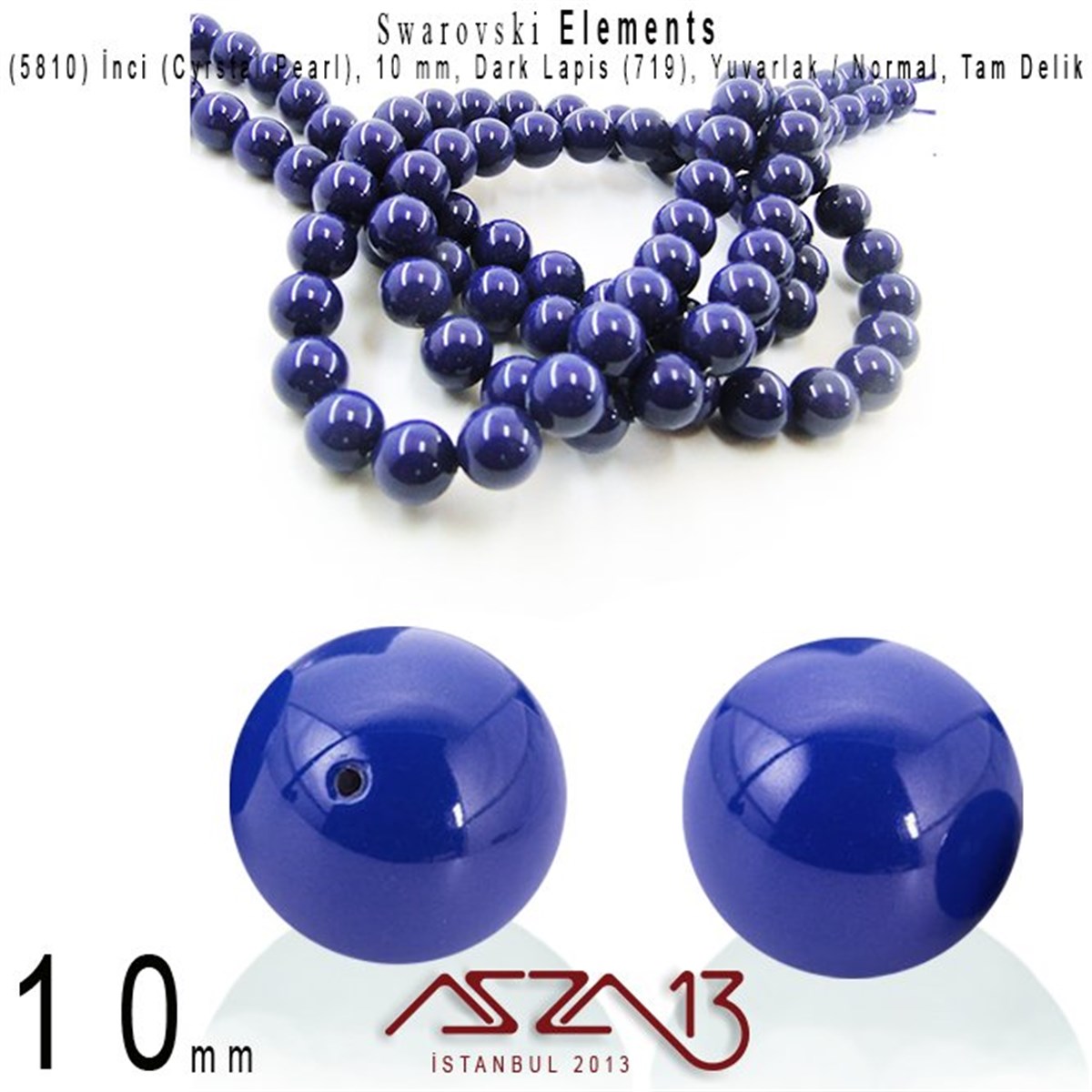 Swarovski Elements ÜrünleriSWAROVSKI®  ELEMENTSSwarovski5810-719 Crystal Dark Lapis Pearl 10 mm (İnci) / 15 Adet