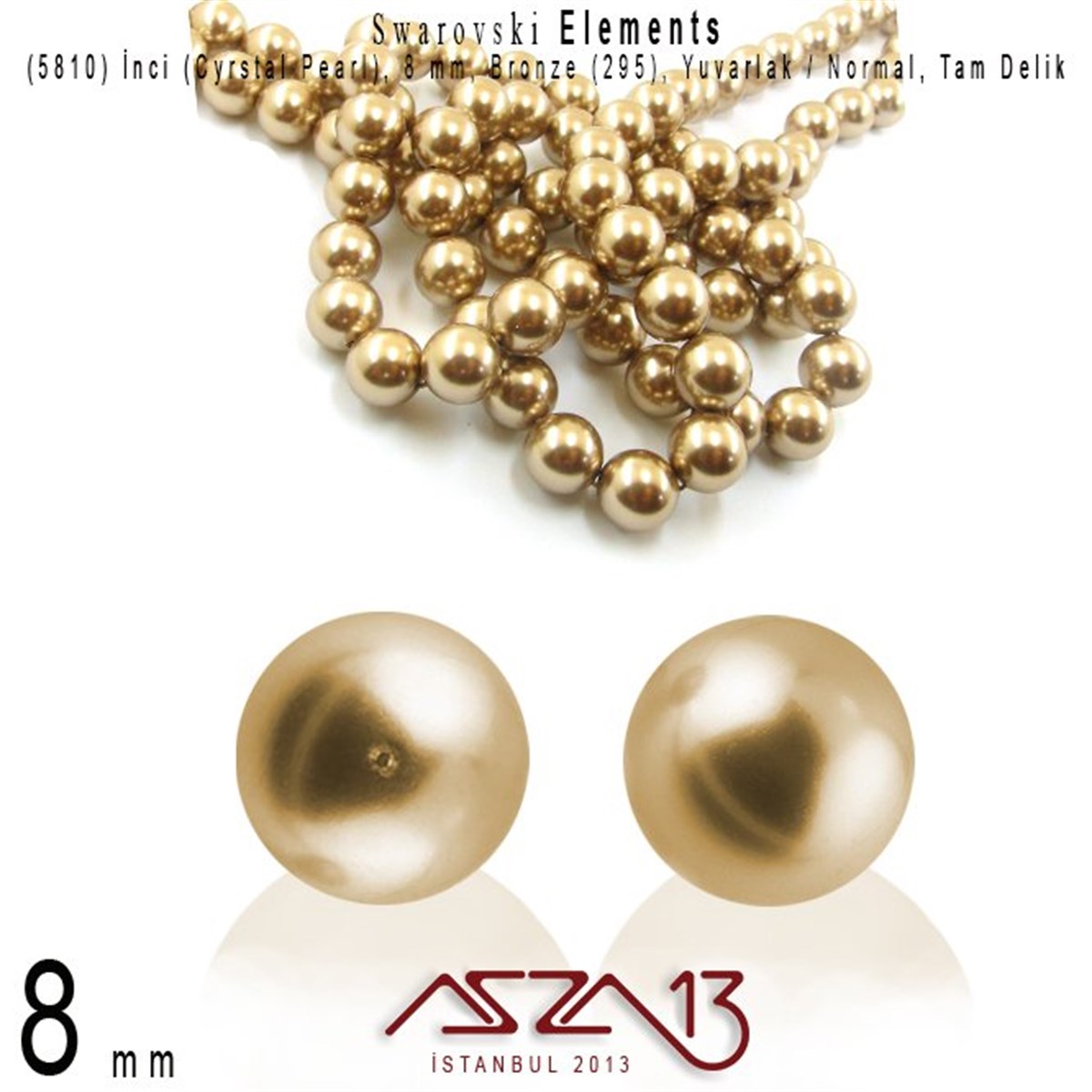 Swarovski Elements ÜrünleriSWAROVSKI®  ELEMENTSSwarovski5810-295 Crystal Bronze Pearl 8 mm (İnci) / 30 Adet