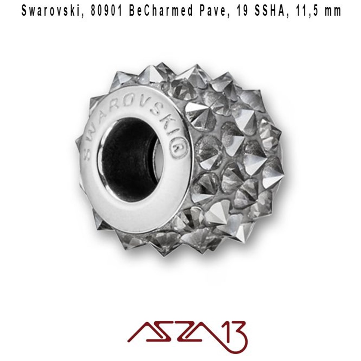 Swarovski Elements ÜrünleriSWAROVSKI®  ELEMENTSSwarovskiSwarovski 80901 001 Silver Shade (BeCharmed Pave Spikes) 11,5 mm Pave