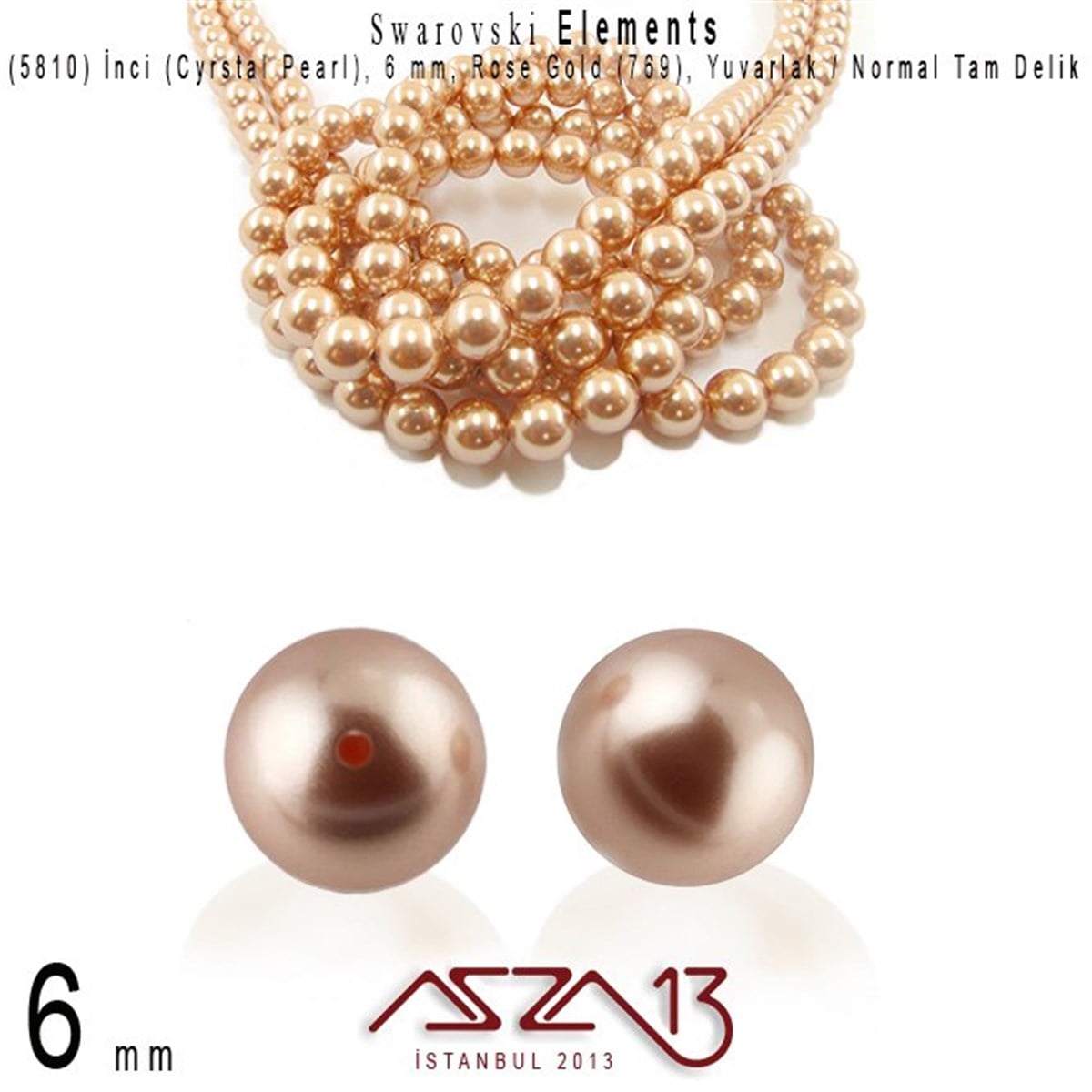 Swarovski Elements ÜrünleriSWAROVSKI®  ELEMENTSSwarovski5810-769 Crystal Rose Gold Pearl 6 mm (İnci) / 40 Adet