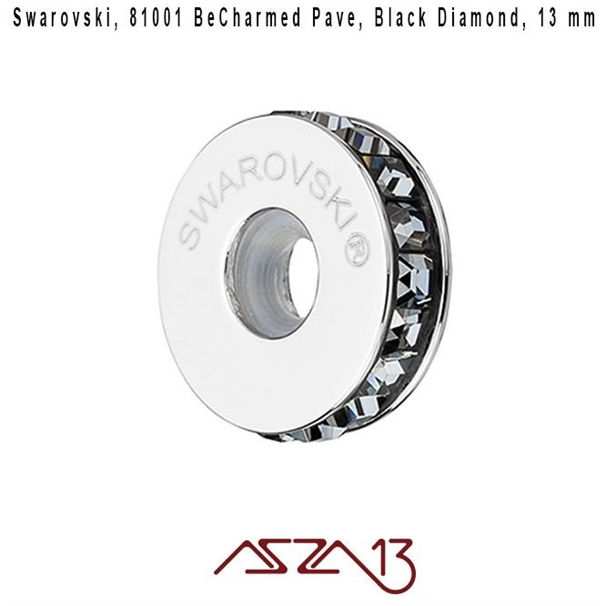 Swarovski Elements ÜrünleriSWAROVSKI®  ELEMENTSSwarovskiSwarovski 81001 Black Diamond (BeCharmed Pave  Stopper) 13 mm Pave