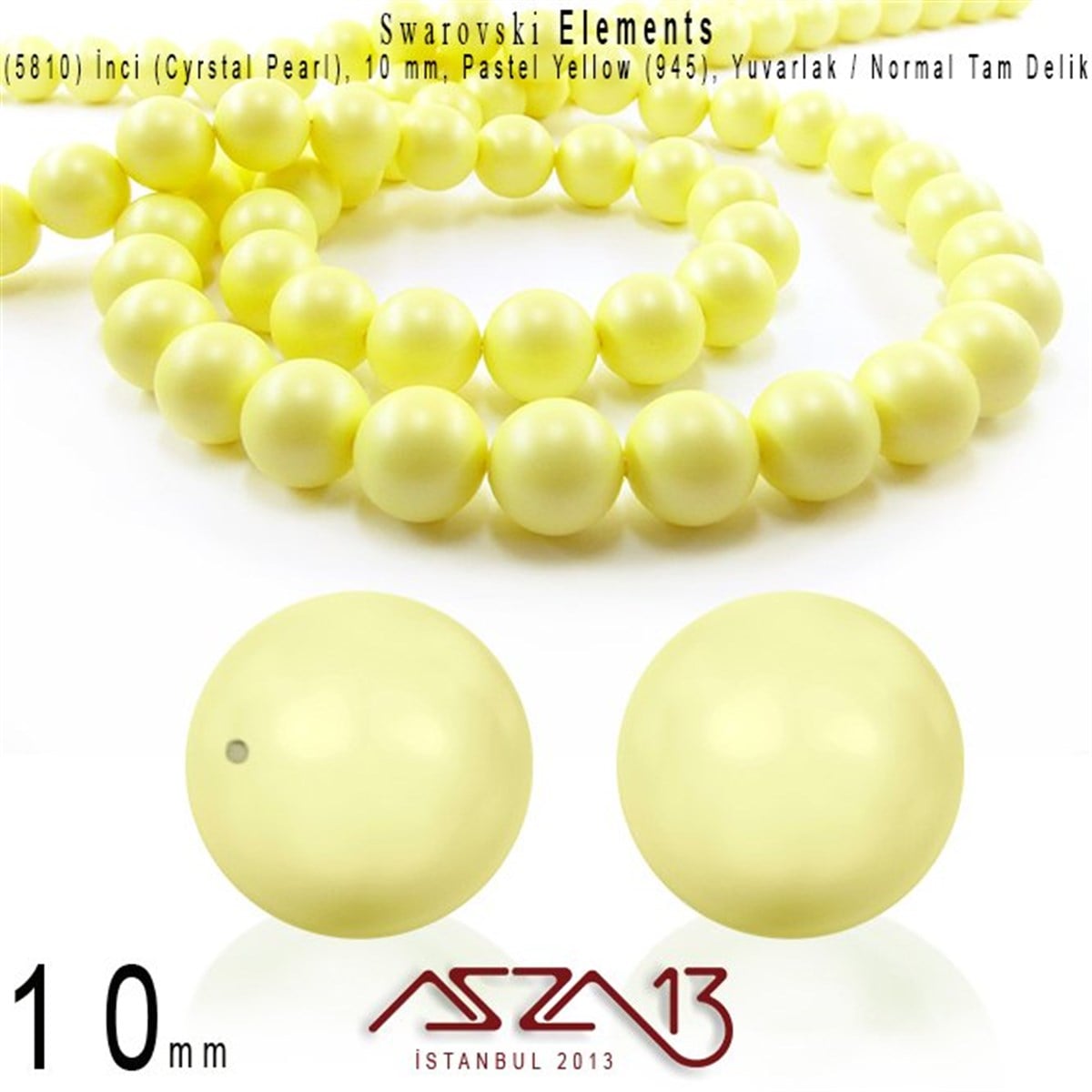Swarovski Pearl (Kristal İnci)SWAROVSKI®  ELEMENTSSwarovski5810-945 Crystal Pastel Yellow Pearl 10 mm (İnci) / 15 Adet