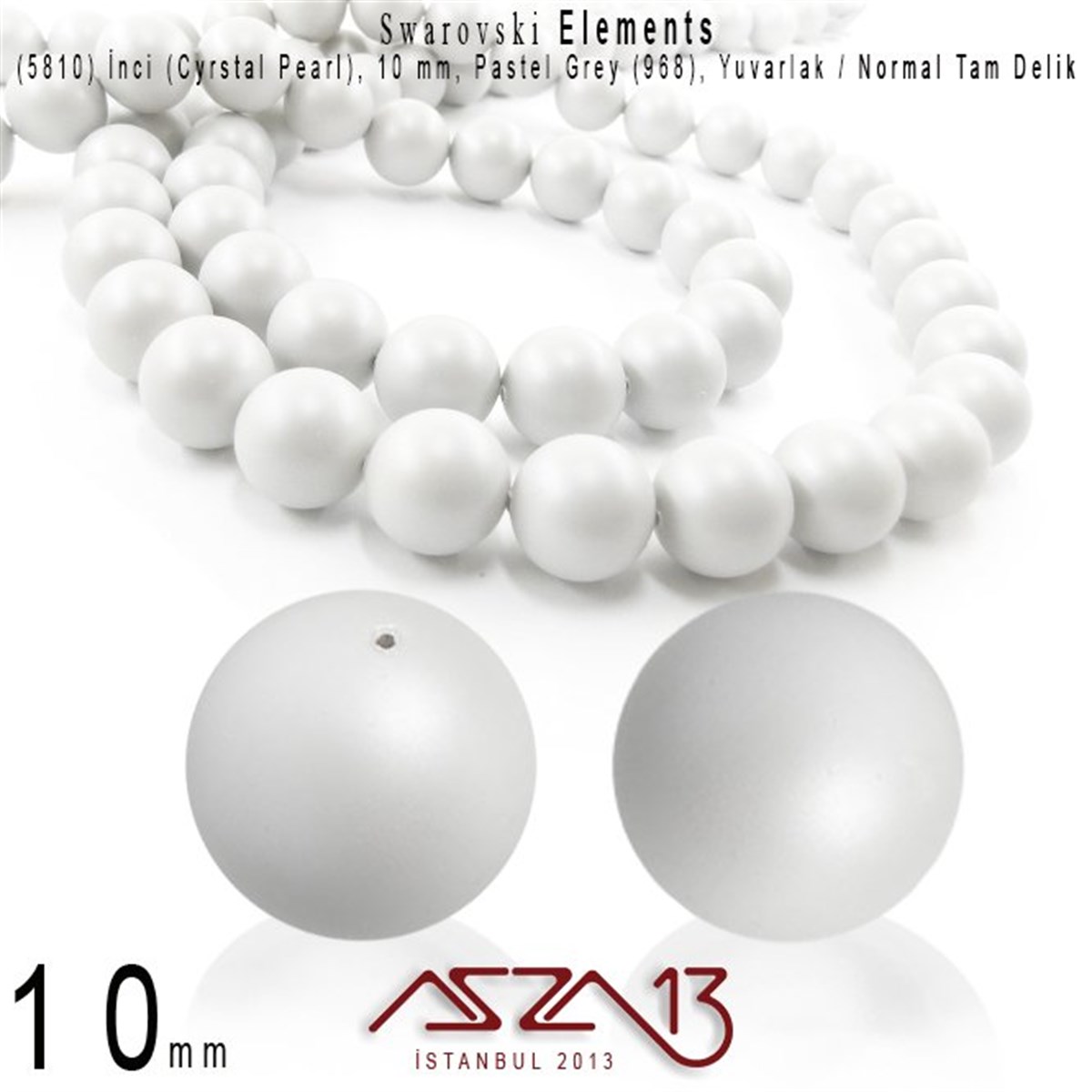 Swarovski Pearl (Kristal İnci)SWAROVSKI®  ELEMENTSSwarovski5810-968 Crystal Pastel Grey Pearl 10 mm (İnci) / 315 Adet
