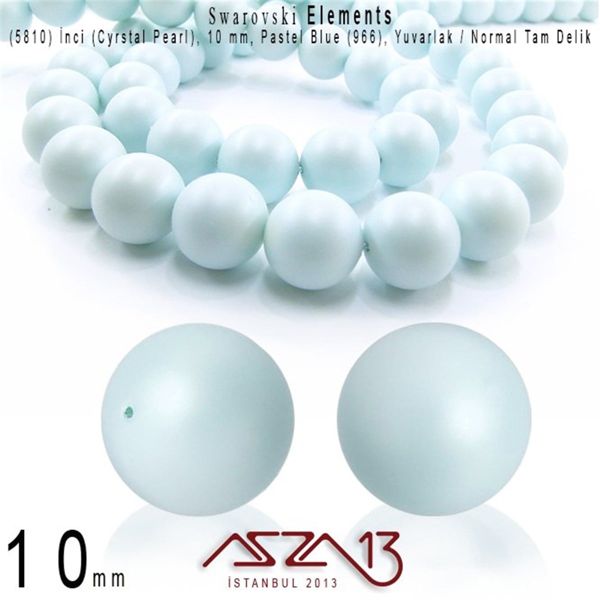 Swarovski Pearl (Kristal İnci)SWAROVSKI®  ELEMENTSSwarovski5810-966 Crystal Pastel Blue Pearl 10 mm (İnci) / 15 Adet