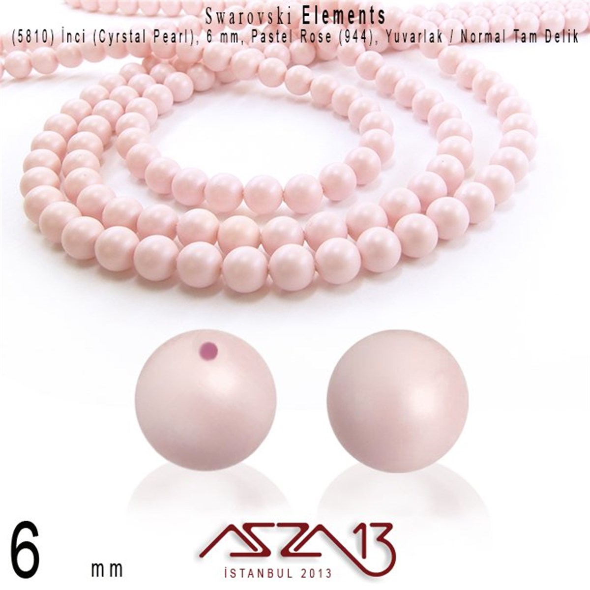 Swarovski Pearl (Kristal İnci)SWAROVSKI®  ELEMENTSSwarovski5810-944 Crystal Pastel Rose Pearl 6 mm (İnci) / 40 Adet