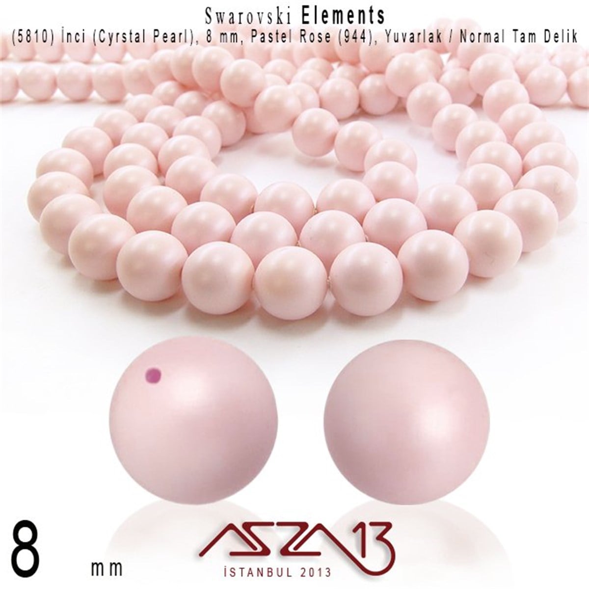 Swarovski Pearl (Kristal İnci)SWAROVSKI®  ELEMENTSSwarovski5810-944 Crystal Pastel Rose Pearl 8 mm (İnci) / 30 Adet