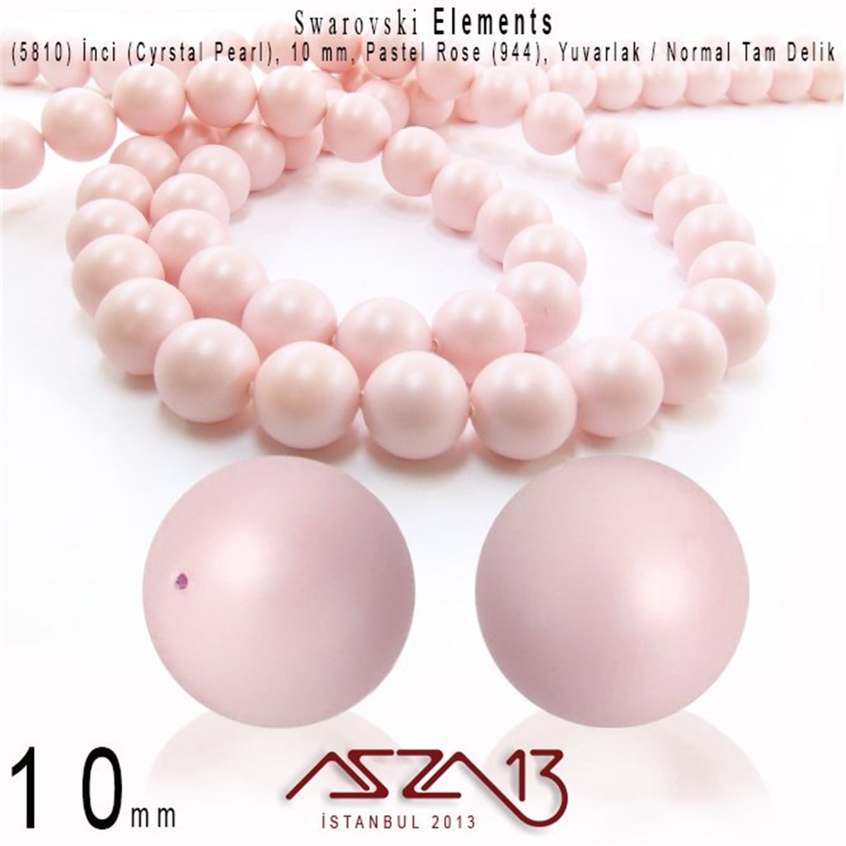 Swarovski Pearl (Kristal İnci)SWAROVSKI®  ELEMENTSSwarovski5810-944 Crystal Pastel Rose Pearl 10 mm (İnci) / 15 Adet
