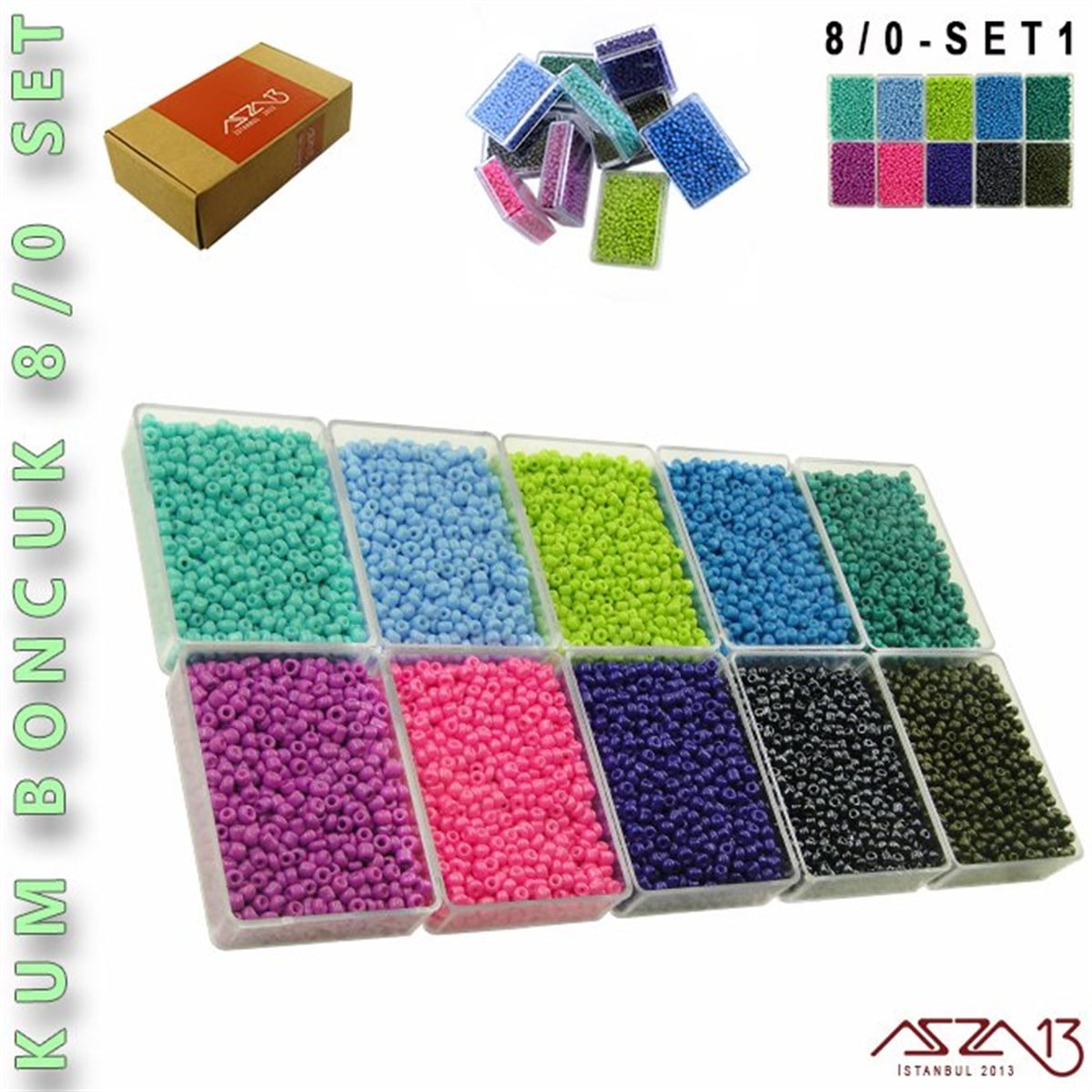 Takı  Malzeme  Kum Boncuk SetiTAKI MALZEMEazza13Kum Boncuk 8/0 (2,8 mm) SET 1