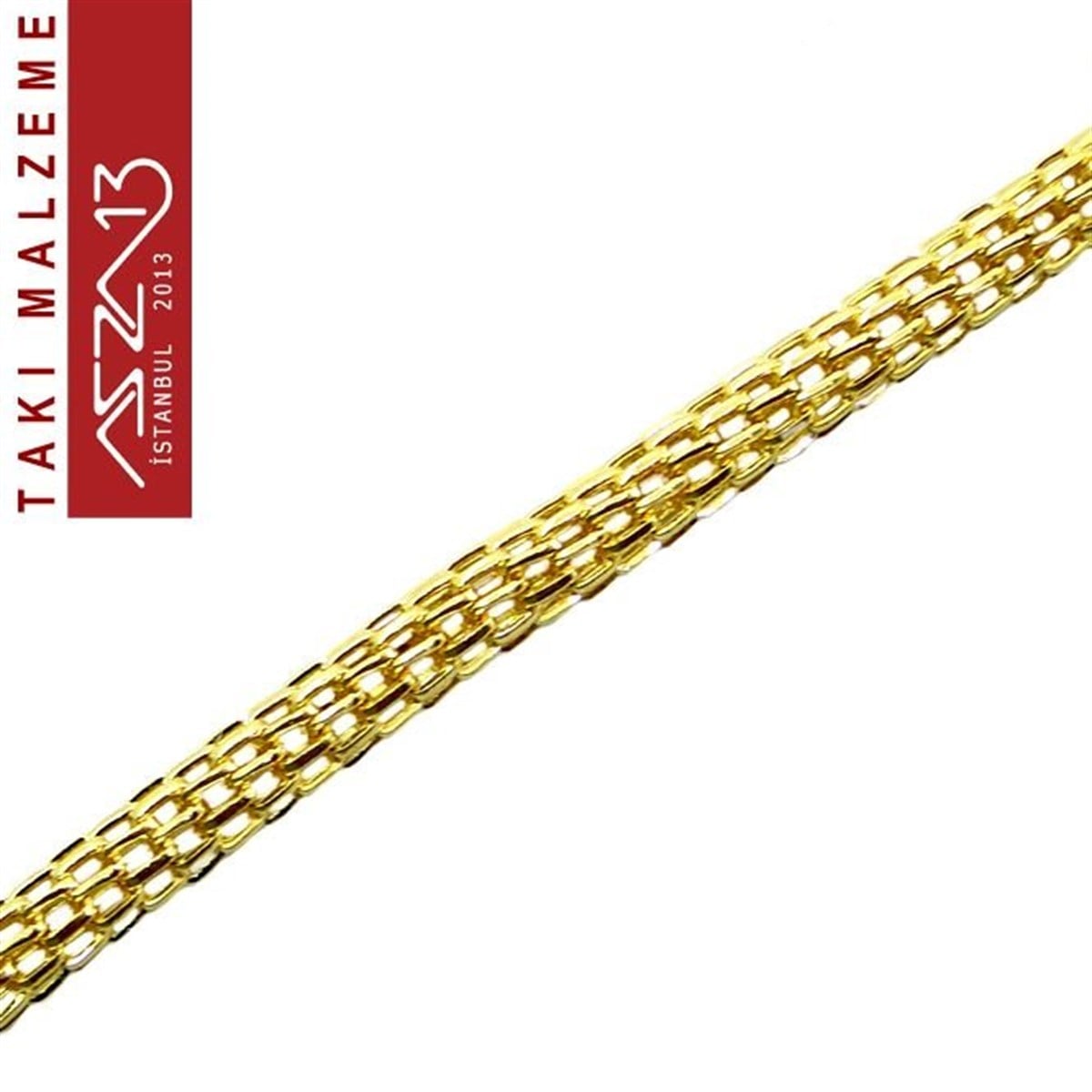 Takı Ana ve Ara MalzemelerTAKI MALZEMEazza13Micron 22K Altın Kaplamalı Kafes Örgü 2,5 mm Zincir / Paket İçeriği 42 cm
