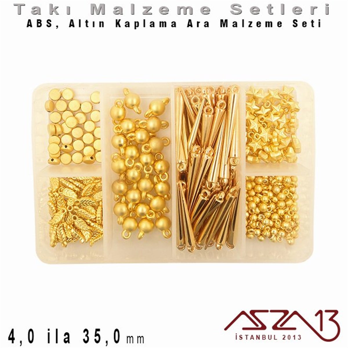 Takı Ara Malzeme SetiTAKI MALZEMEazza13Altın Kaplama - 4 ila 35,0 mm - ABS (Plastik) Ara Malzeme Seti / 6 Çeşit - 50 gr