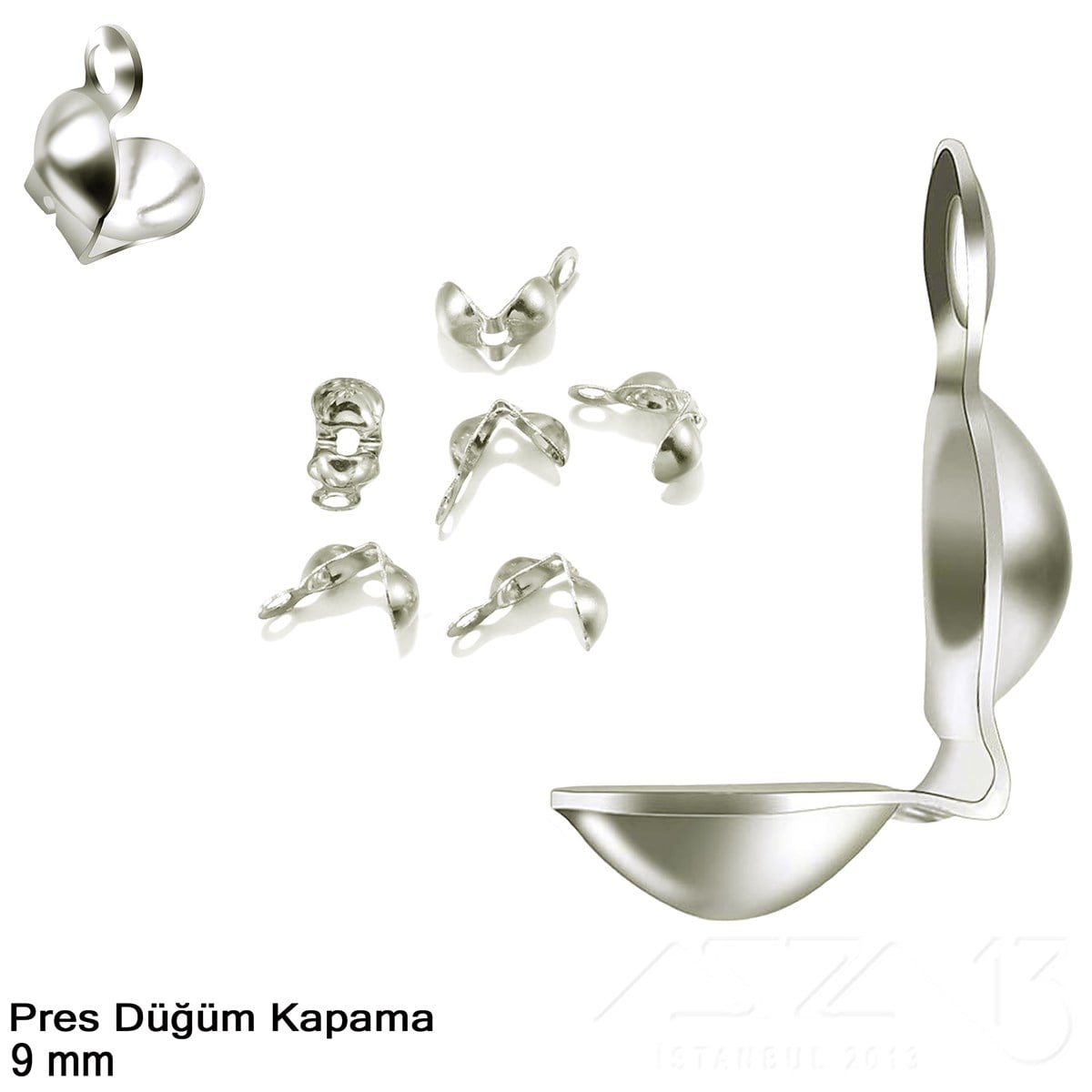 Takı Malzeme / Kapama, Kapsül, Bit, Pin, İğne, Halka / Pres Düğüm KapamalarKapama, KapsülMarkasız06.Tm.62.Kp.07Kapama (Düğüm) - Tek Kulp ve  Pres - 9 mm - Gümüş Kaplama / 20 Adet 