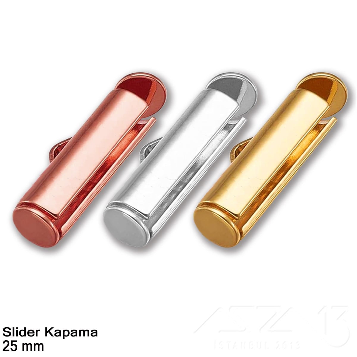 Takı Malzeme / Kapama, Kapsül, Bit, Pin, İğne, Halka / Pres Slider KapamalarKapama, KapsülMarkasız06.Tm.62.Kp.109_AuKapama - Slider 25 mm - Altın, Rose Altın ve Rodyum Kaplama / 2 Adet