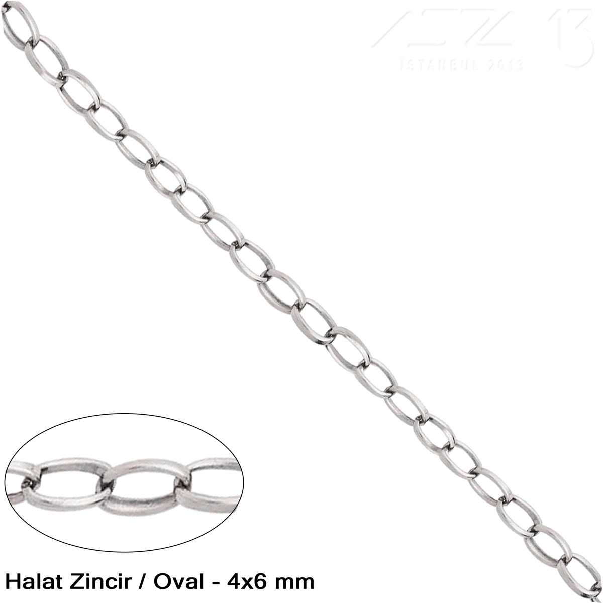 Takı Malzemeleri / Zincir ve Metal Teller / Zincirler / Oval Baklalı Halat ZincirZincirMarkasız06.Tm.63.Zn.04Zincir - Halat Tip - Oval 4 mm - Nikel Kaplama / 1 Metre