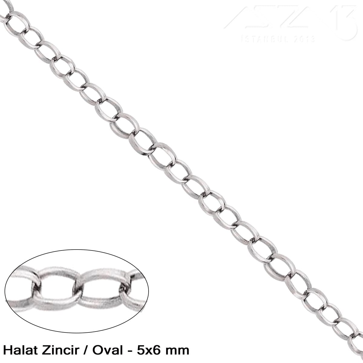 Takı Malzemeleri / Zincir ve Metal Teller / Zincirler / Oval Baklalı Halat ZincirZincirMarkasız06.Tm.63.Zn.05Zincir - Halat Tip - Oval 5 mm - Nikel Kaplama / 1 Metre