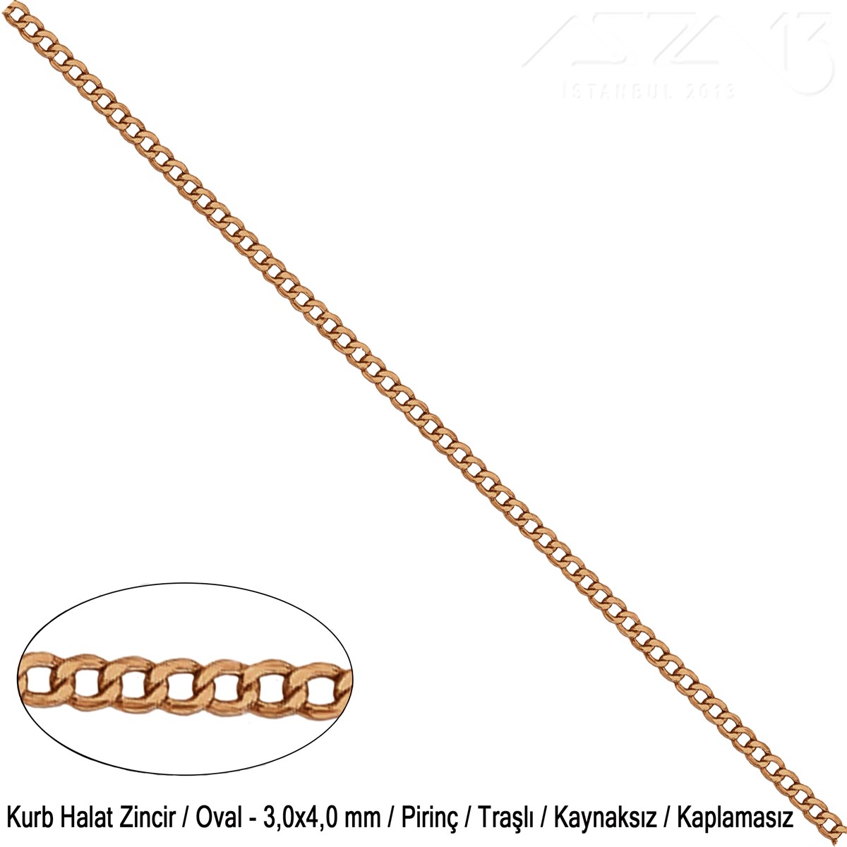 Takı Malzemeleri / Zincir ve Metal Teller / Zincirler / Oval Baklalı Traçlı Kurb Tip Halat ZincirZincirMarkasız06.Tm.63.Zn.23Zincir - Kurb Halat Tip - Traşlı Oval 3 mm - Kaplamasız / 1 Metre