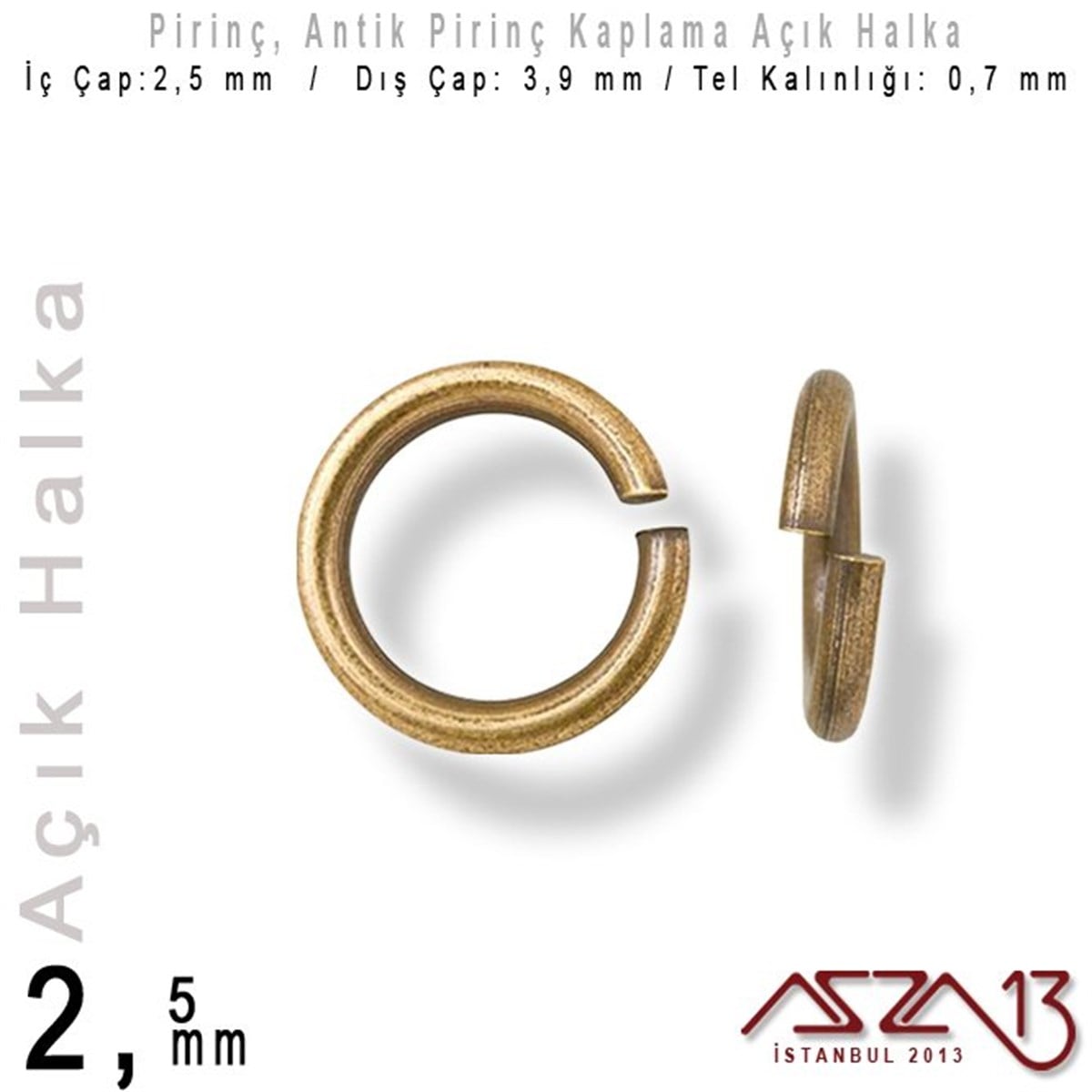Takı Malzemesi HalkaTAKI MALZEMEazza13Antik Pirinç Kaplamalı 0,7 mm Tel'den 3,5 mm Açık Halka / Paket İçeriği 550 Adet