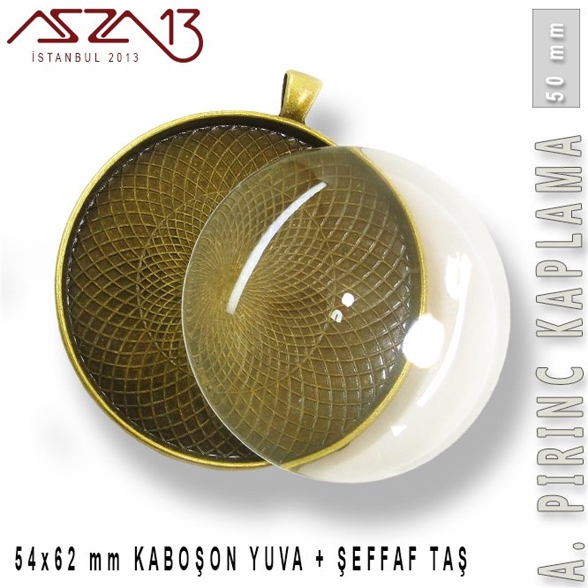 Taş Yuvaları, Montürler, Sıvama MalzemeleriTAKI MALZEMEMarkasızAntik Pirinç Kaplamalı 50 mm Kaboşon Yuva ve Şeffaf Cam / Paket İçeriği 1 Set