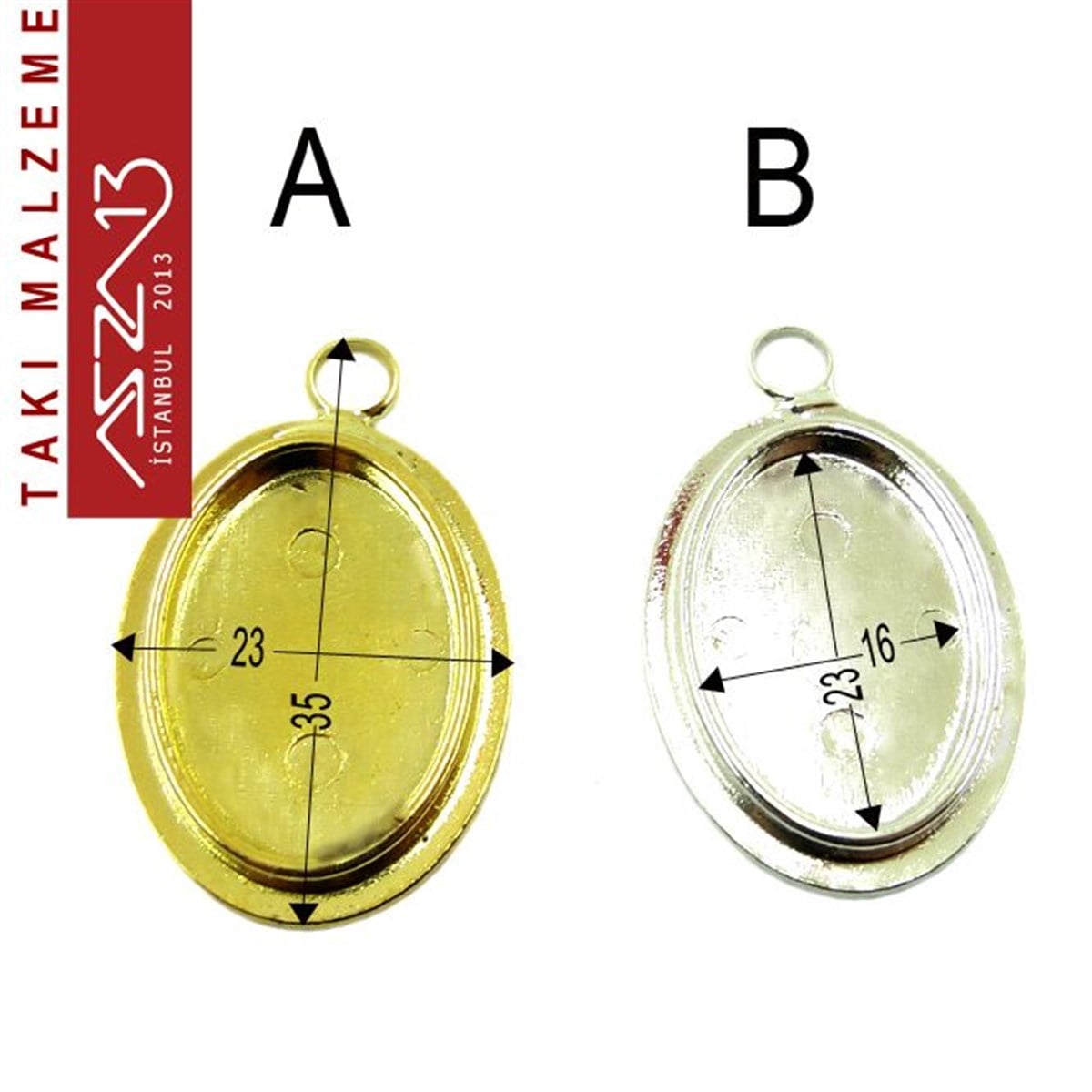Taş Yuvaları, Montürler, Sıvama MalzemeleriTAKI MALZEMEMarkasızAltın - Gümüş Kaplamalı 35x23 mm Oval Kaboşon Yuva, Taş Ölçüsü 23x16 mm / Paket İçeriği 1 Adet