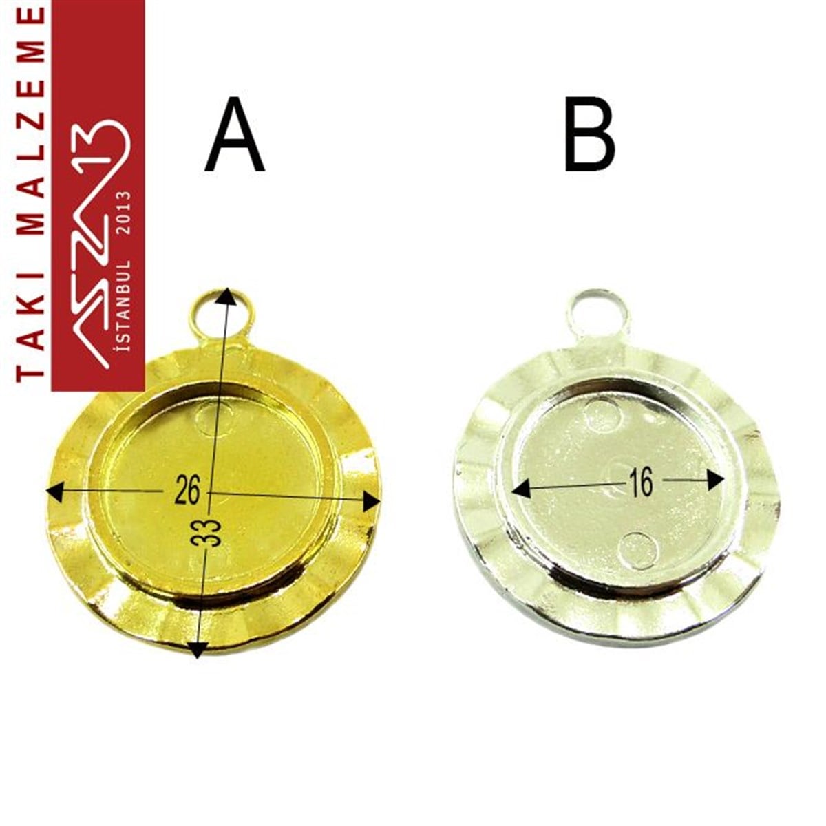 Taş Yuvaları, Montürler, Sıvama MalzemeleriTAKI MALZEMEMarkasızAltın - Gümüş Kaplamalı 33x26 mm Yuvarlak Kaboşon Yuva, Taş Ölçüsü 16 mm / Paket İçeriği 1 Adet