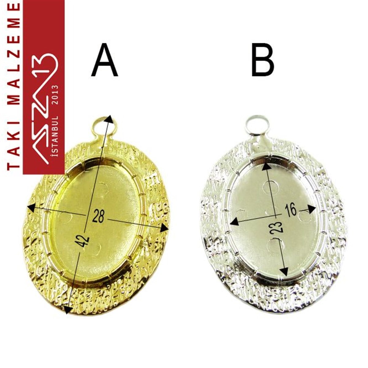 Taş Yuvaları, Montürler, Sıvama MalzemeleriTAKI MALZEMEMarkasızAltın - Gümüş Kaplamalı 42x28 mm Oval Kaboşon Yuva, Taş Ölçüsü 23x16 mm / Paket İçeriği 1 Adet