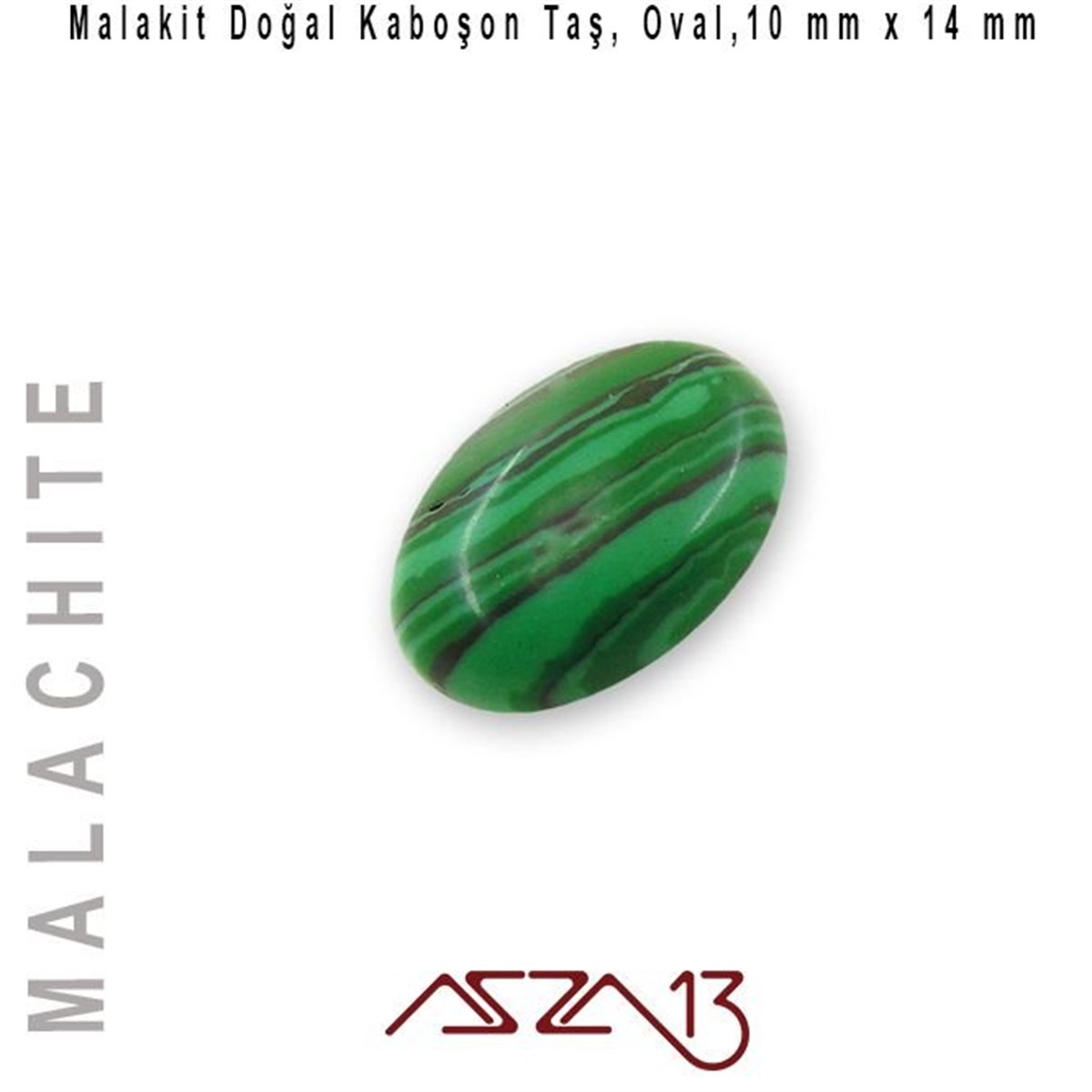 Yarı Değerli Kaboşon Doğal TaşBONCUK ve TAŞMarkasızMalakit 10x14 mm, Doğal Taş Kaboşon / Paket İçeriği 1 Adet