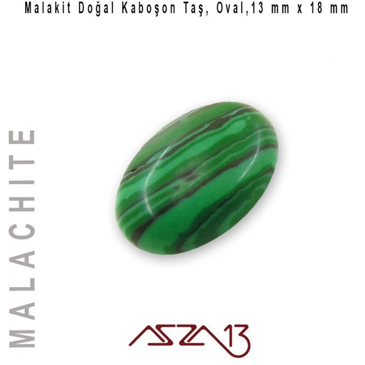Yarı Değerli Kaboşon Doğal TaşBONCUK ve TAŞMarkasızMalakit, 13x18 mm, Doğal Taş Kaboşon / Paket İçeriği 1 Adet