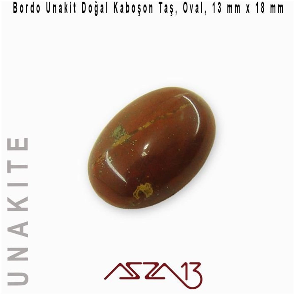 Yarı Değerli Kaboşon Doğal TaşBONCUK ve TAŞMarkasızBordo Unakit, 13x18 mm, Doğal Taş Kaboşon / Paket İçeriği 1 Adet