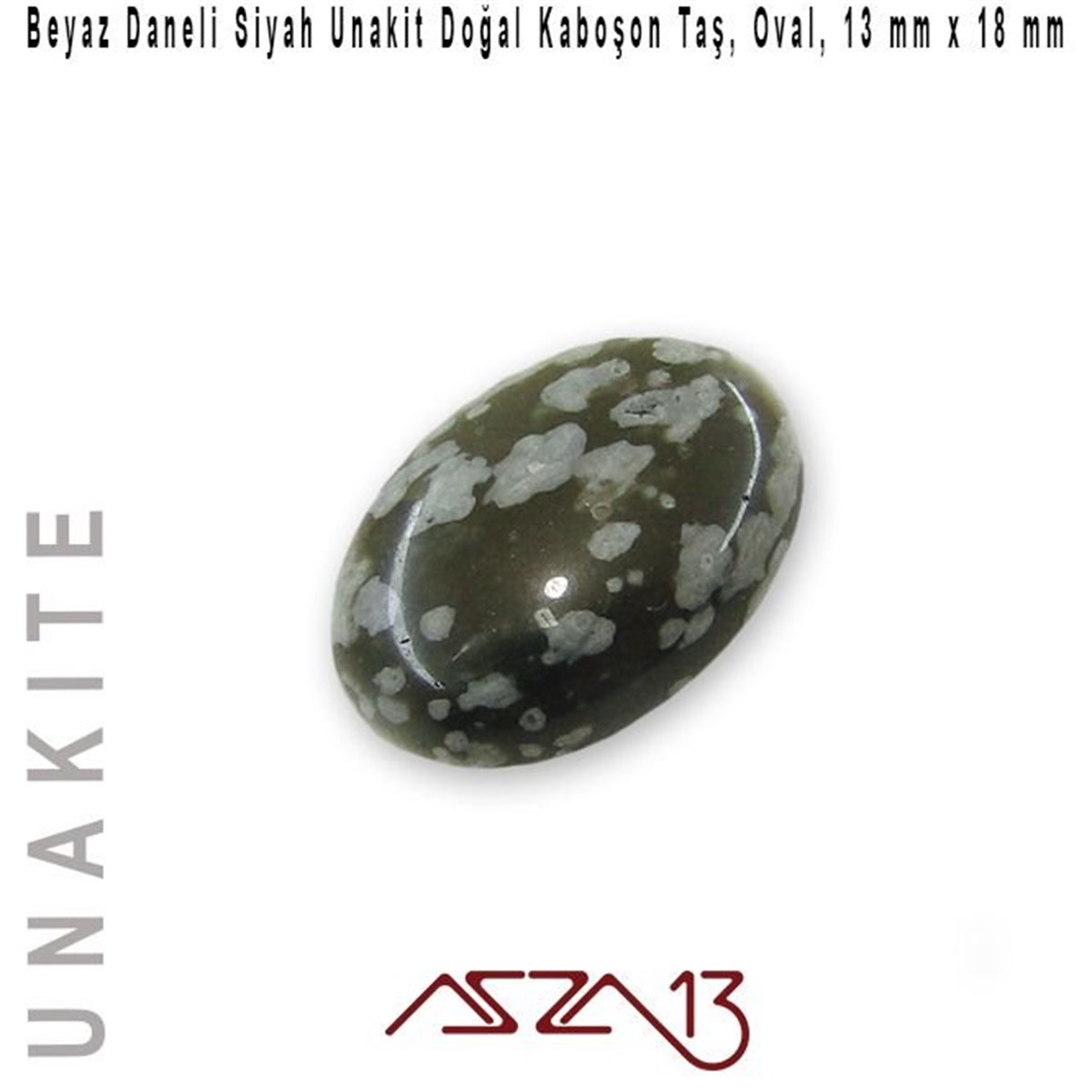 Yarı Değerli Kaboşon Doğal TaşBONCUK ve TAŞMarkasızSiyah Unakit, 13x18 mm, Doğal Taş Kaboşon / Paket İçeriği 1 Adet