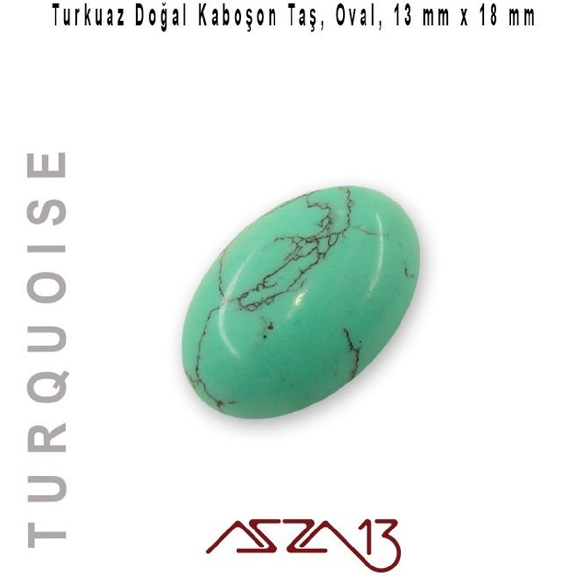 Yarı Değerli Kaboşon Doğal TaşBONCUK ve TAŞMarkasızTurkuaz 13x18 mm, Doğal Taş Kaboşon / Paket İçeriği 1 Adet
