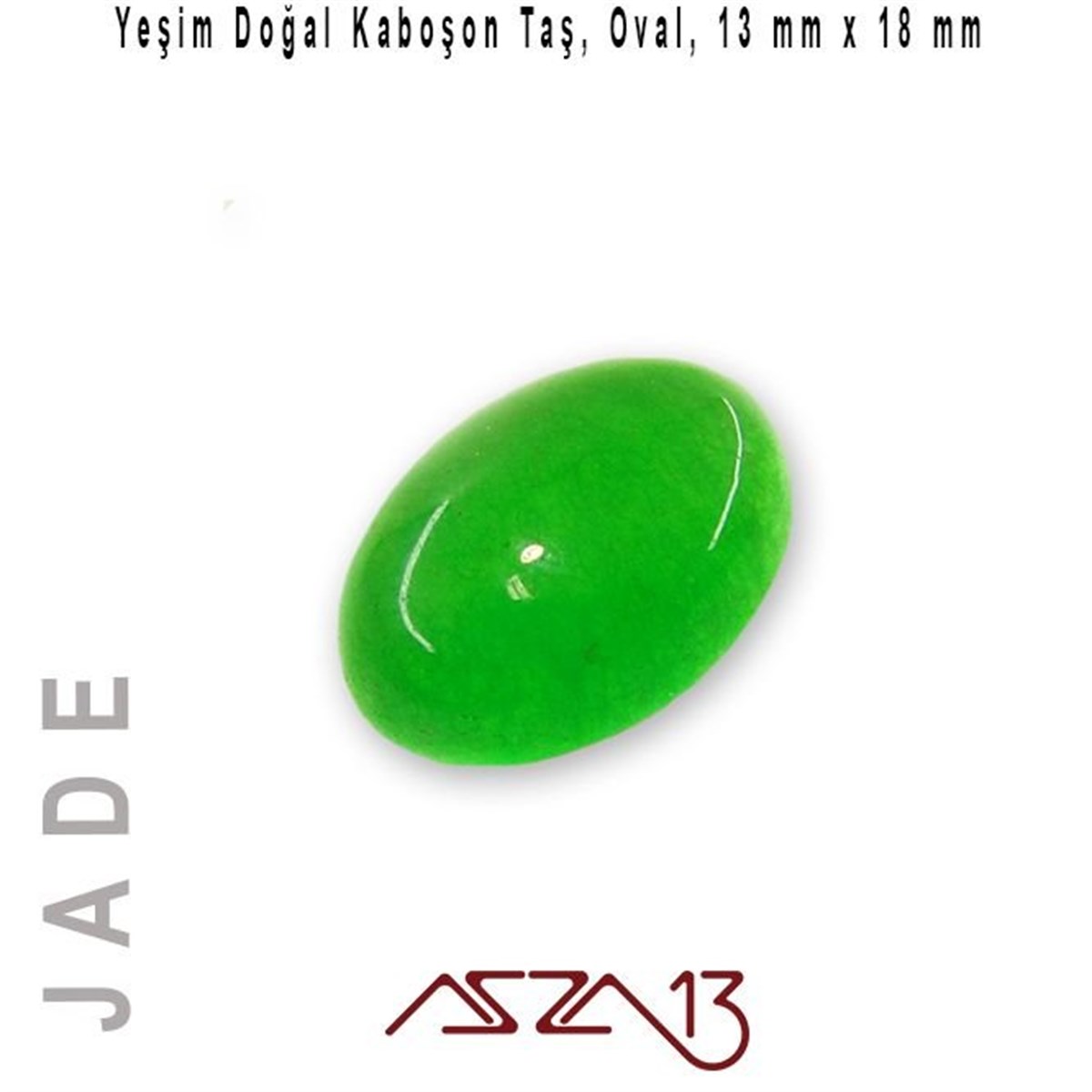 Yarı Değerli Kaboşon Doğal TaşBONCUK ve TAŞMarkasızYeşim 13x18 mm, Doğal Taş Kaboşon / Paket İçeriği 1 Adet
