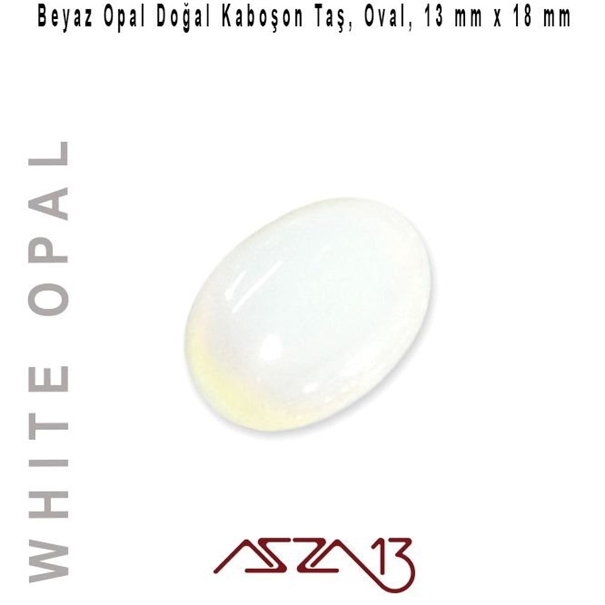 Yarı Değerli Kaboşon Doğal TaşBONCUK ve TAŞMarkasızBeyaz Opal 13x18 mm, Doğal Taş Kaboşon / Paket İçeriği 1 Adet