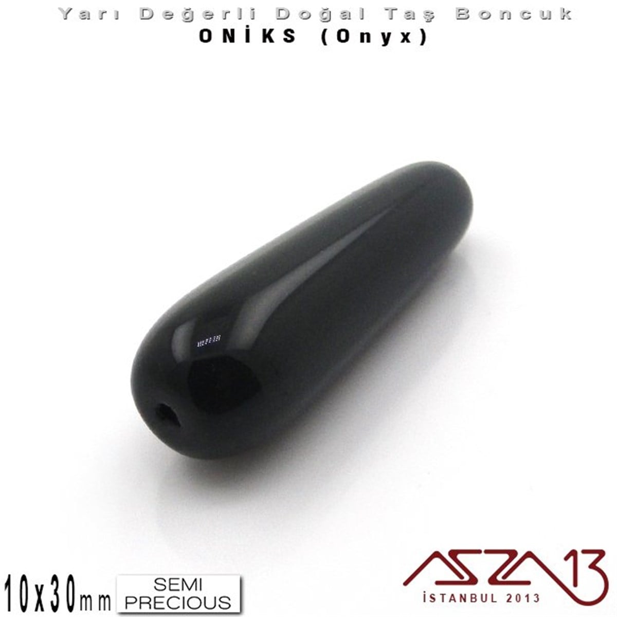 Yarı Değerli Taş BoncuklarBONCUK ve TAŞMarkasız10x30 mm - Uzun Damla, Parlak - Düz Yüzey - Oniks (Onyx) / 1 Adet