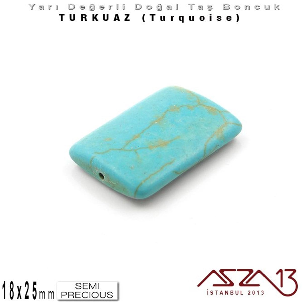 Yarı Değerli Taş BoncuklarBONCUK ve TAŞMarkasız18x25 mm - Dikdörtgen - Düz Yüzey - Mavi Turkuaz (Turquoise) / 1 Adet