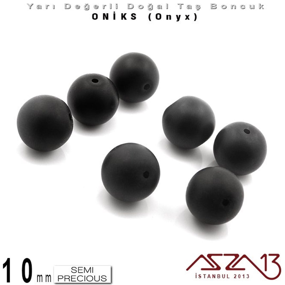 Yarı Değerli Taş BoncuklarBONCUK ve TAŞMarkasız10 mm - Yuvarlak, Mat - Düz Yüzey - Oniks (Onyx) / 7 Adet