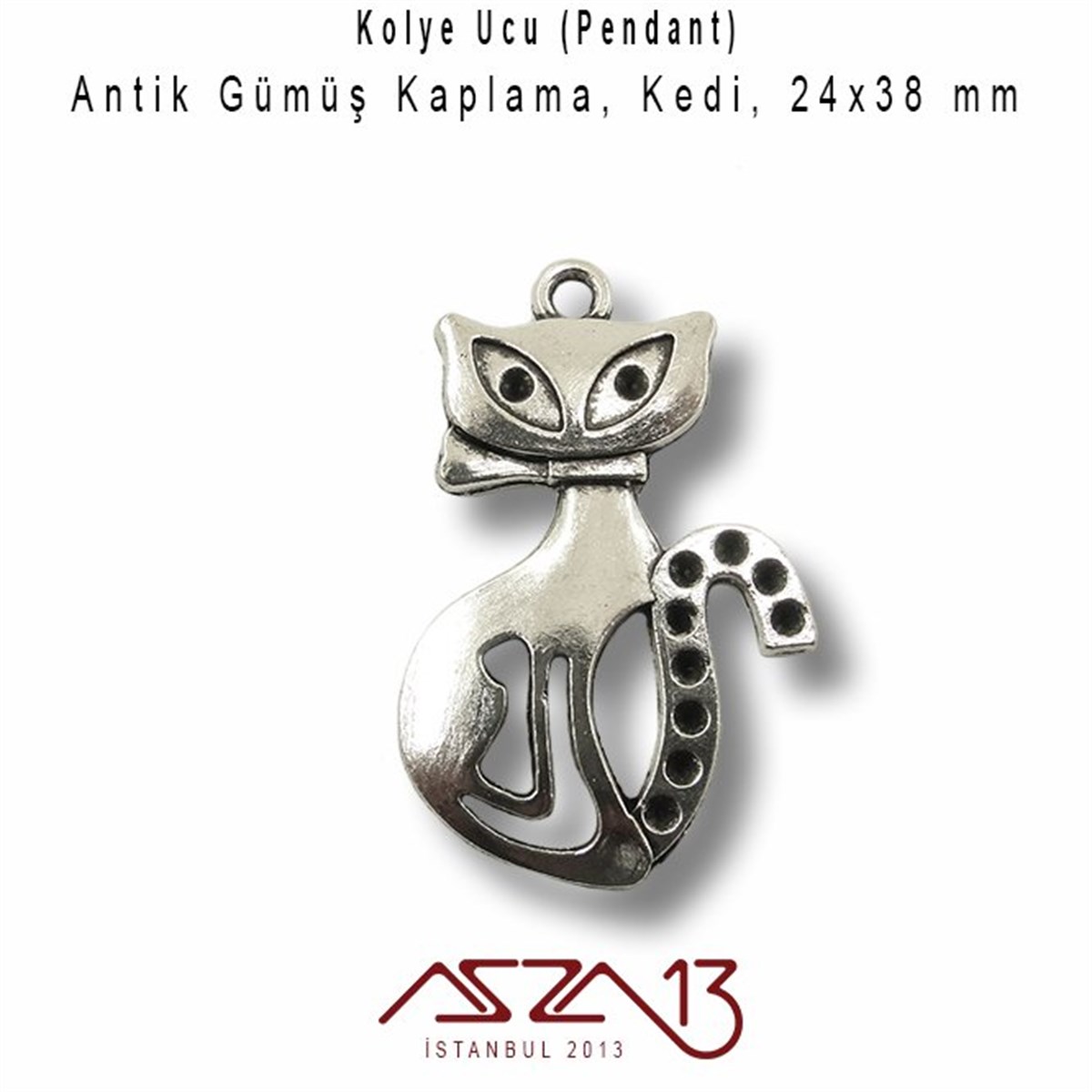 Yarı Mamul Takı MalzemeleriTAKI MALZEMEMarkasızAntik Gümüş, 24x38 mm Kedi  Kolye Ucu / Paket İçeriği 1 Adet
