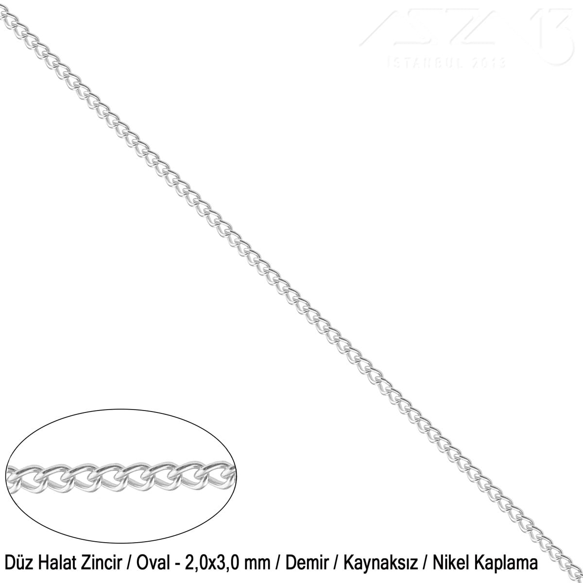 Zincir - Düz Halat Tip - Oval 2 mm - Nikel Kaplama / 1 MetreZincirZincirMarkasız06.Tm.63.Zn.10Zincir - Düz Halat Tip - Oval 2 mm - Nikel Kaplama / 1 Metre