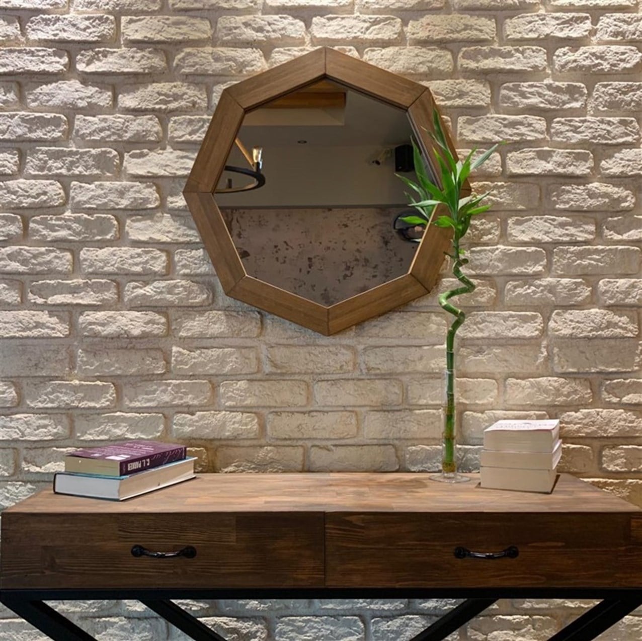 NEOstill - Ahşap Sekizgen Ayna 60 cm A605