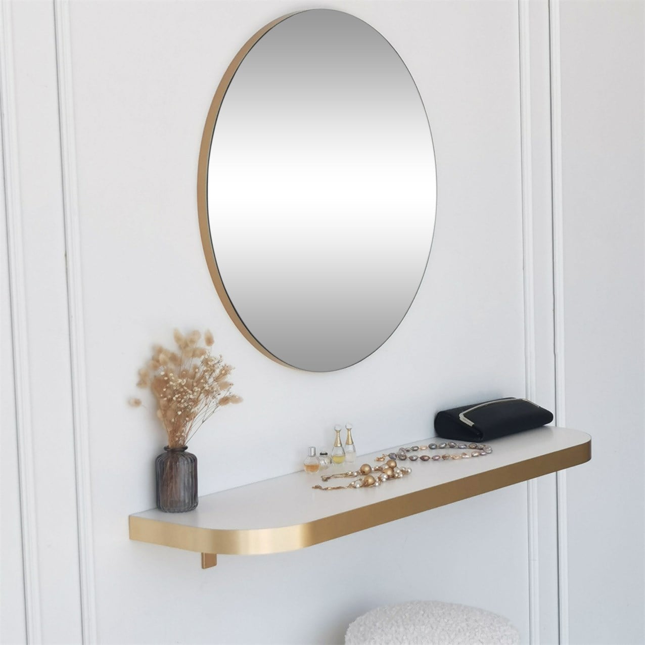 NEOstill - Gold Kenarlı Yuvarlak Ayna 60 Cm.