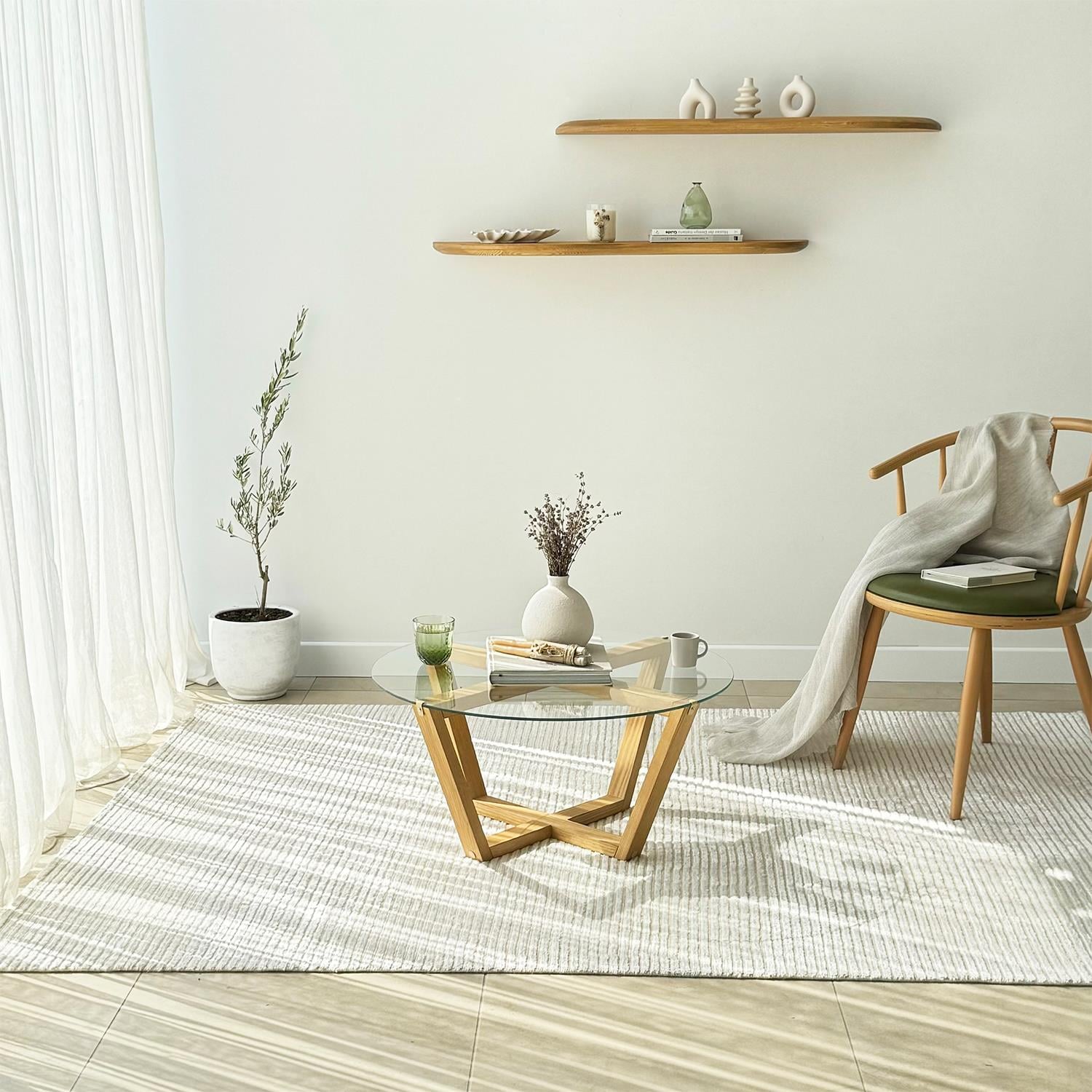 NEOstill - Lotus Cam Sehpa / Teak & Şeffaf Cam