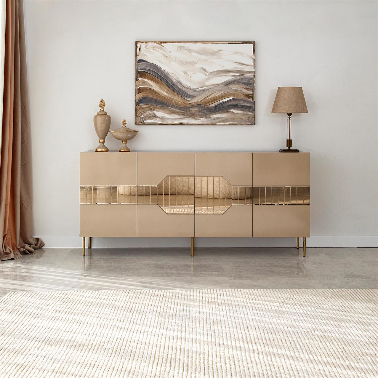 NEOstill - Milan Konsol / Bronz Ayna & Gold Ayak