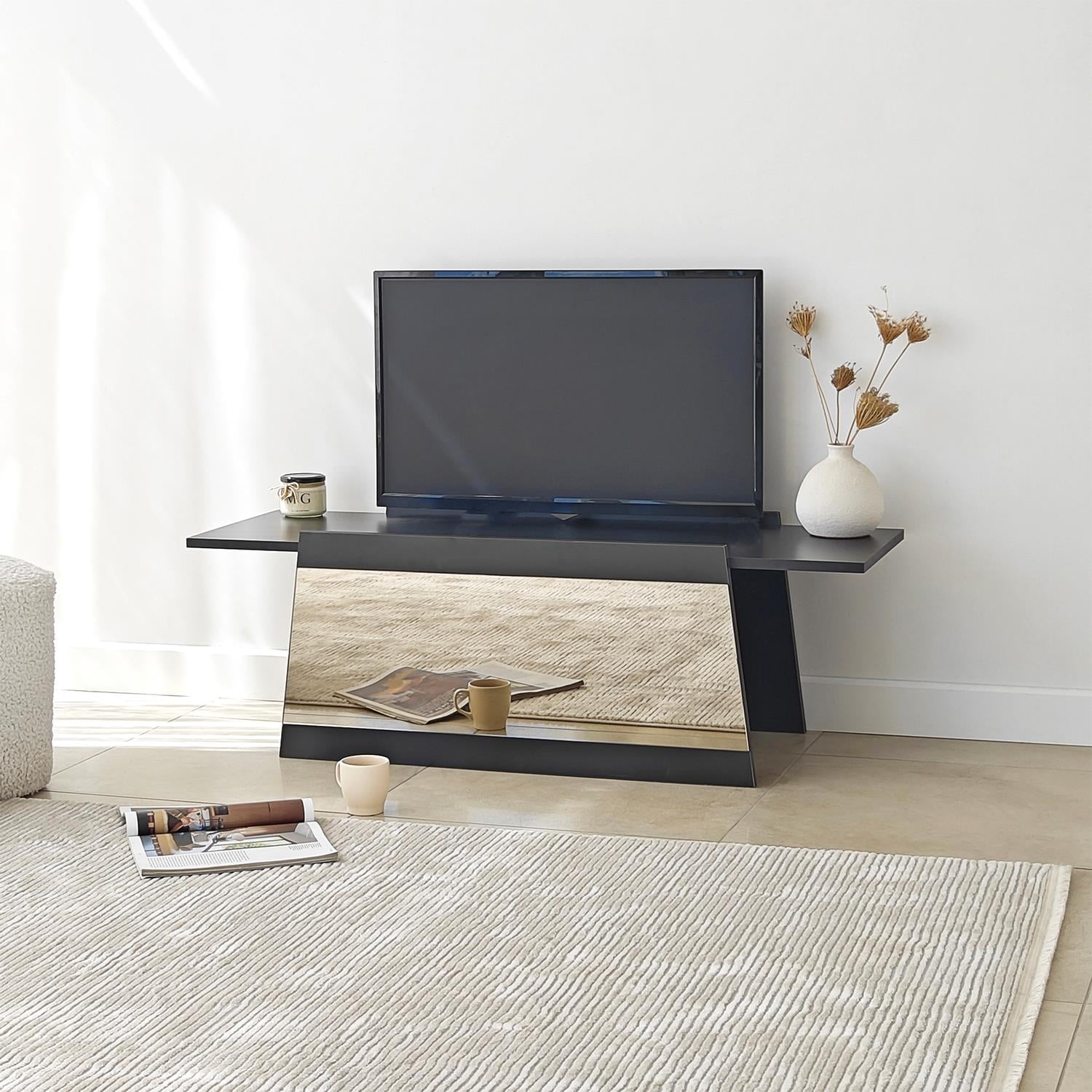 NEOstill - Queen Tv Sehpası 120cm Siyah-Bronz Ayna