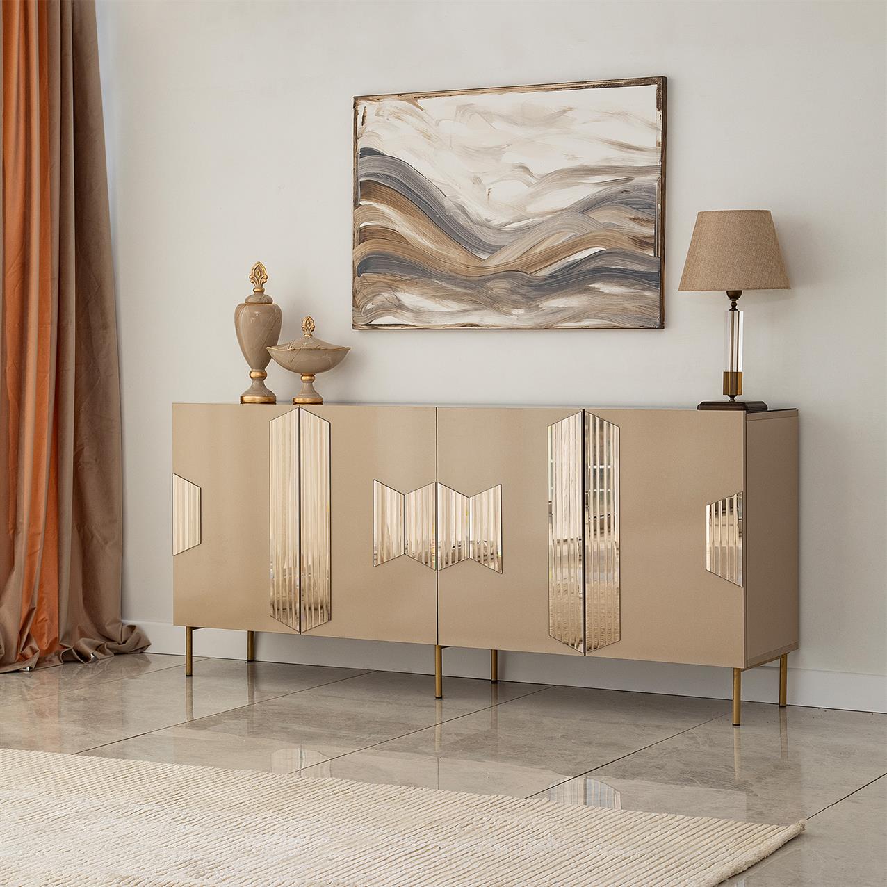 NEOstill - Vienna Konsol / Bronz Ayna & Gold Ayak