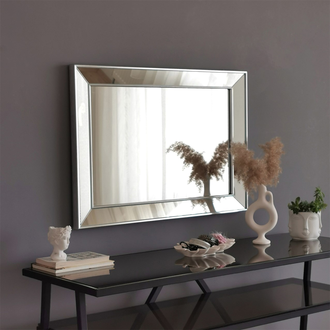 NEOstill - Gümüş Çerçeveli Ayna 50x70 cm A408