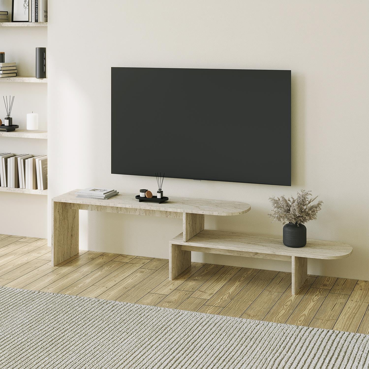 NEOstill - Puzzle Hareketli Tv Sehpası - Traverten