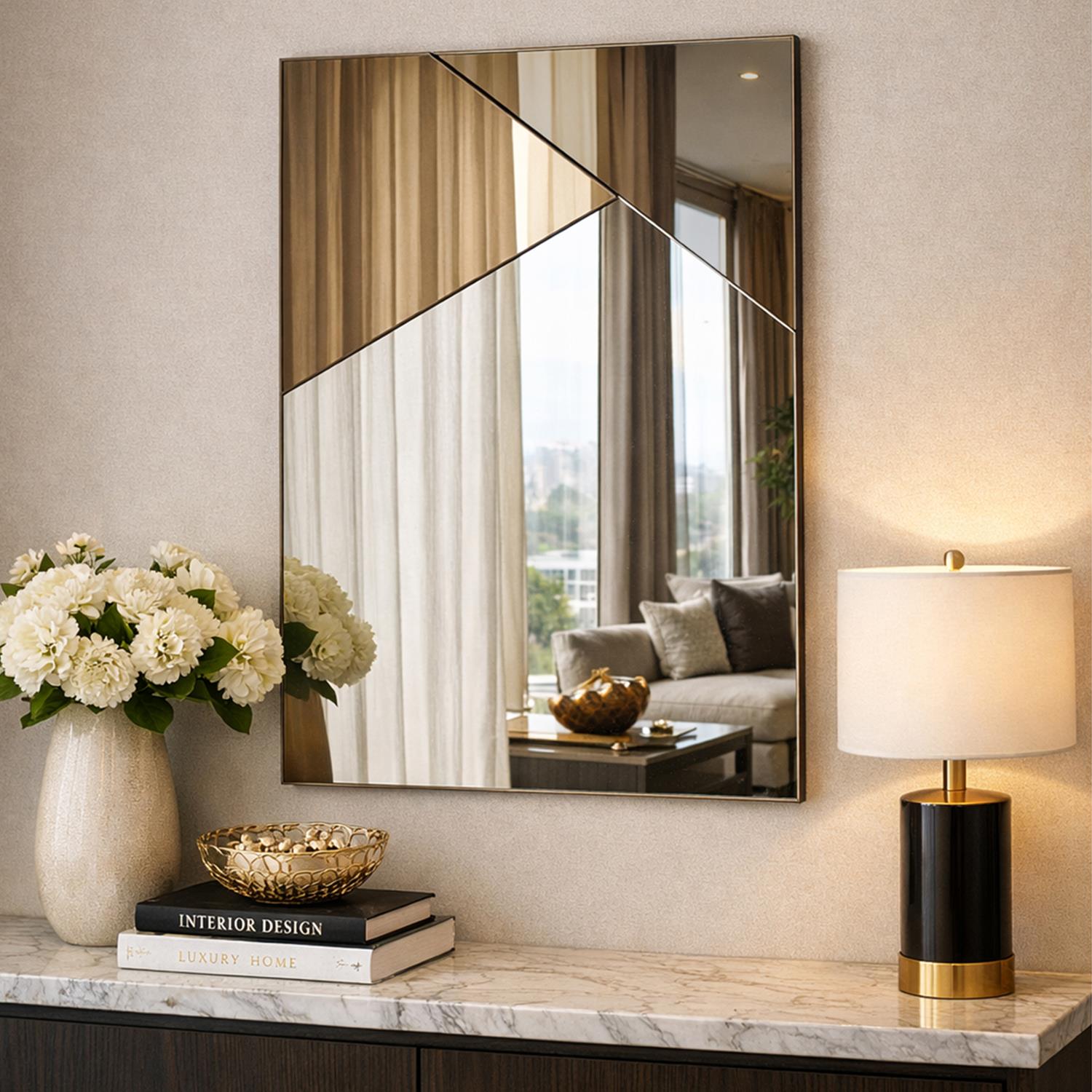 NEOstill - Vertex Bronz Detaylı Ayna 50x70