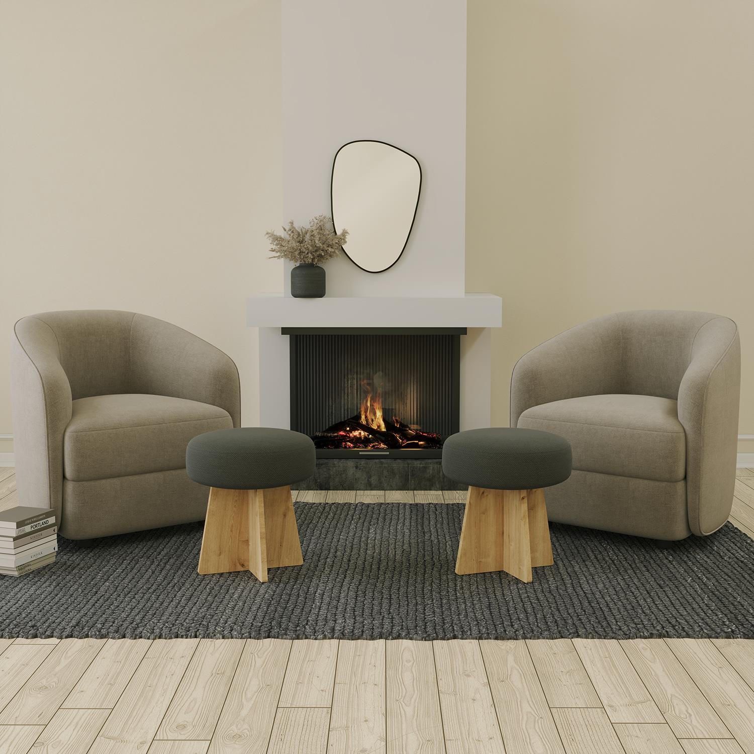 NEOstill - Zen Puf / 40 cm - Antrasit - Meşe