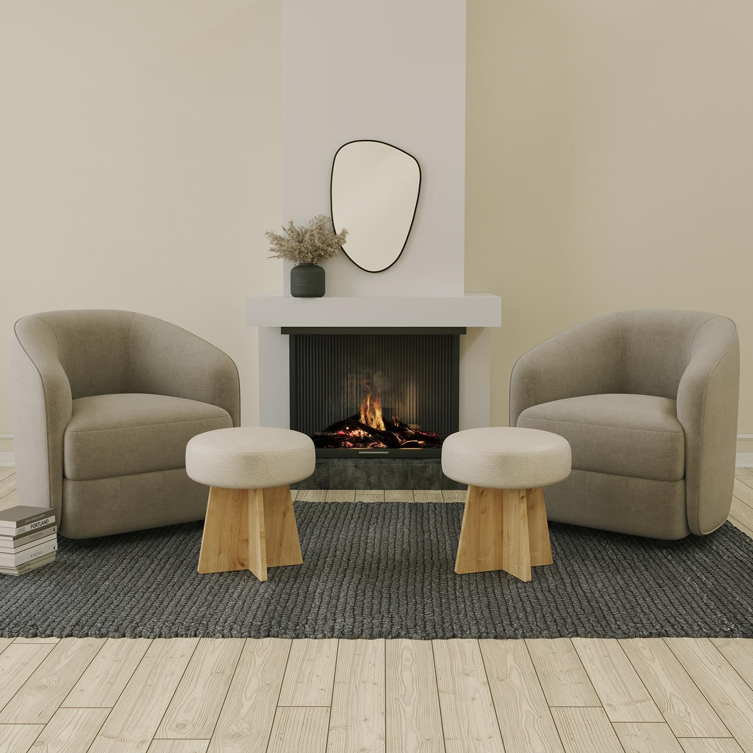 NEOstill - Zen Puf / 40 cm - Bej - Meşe