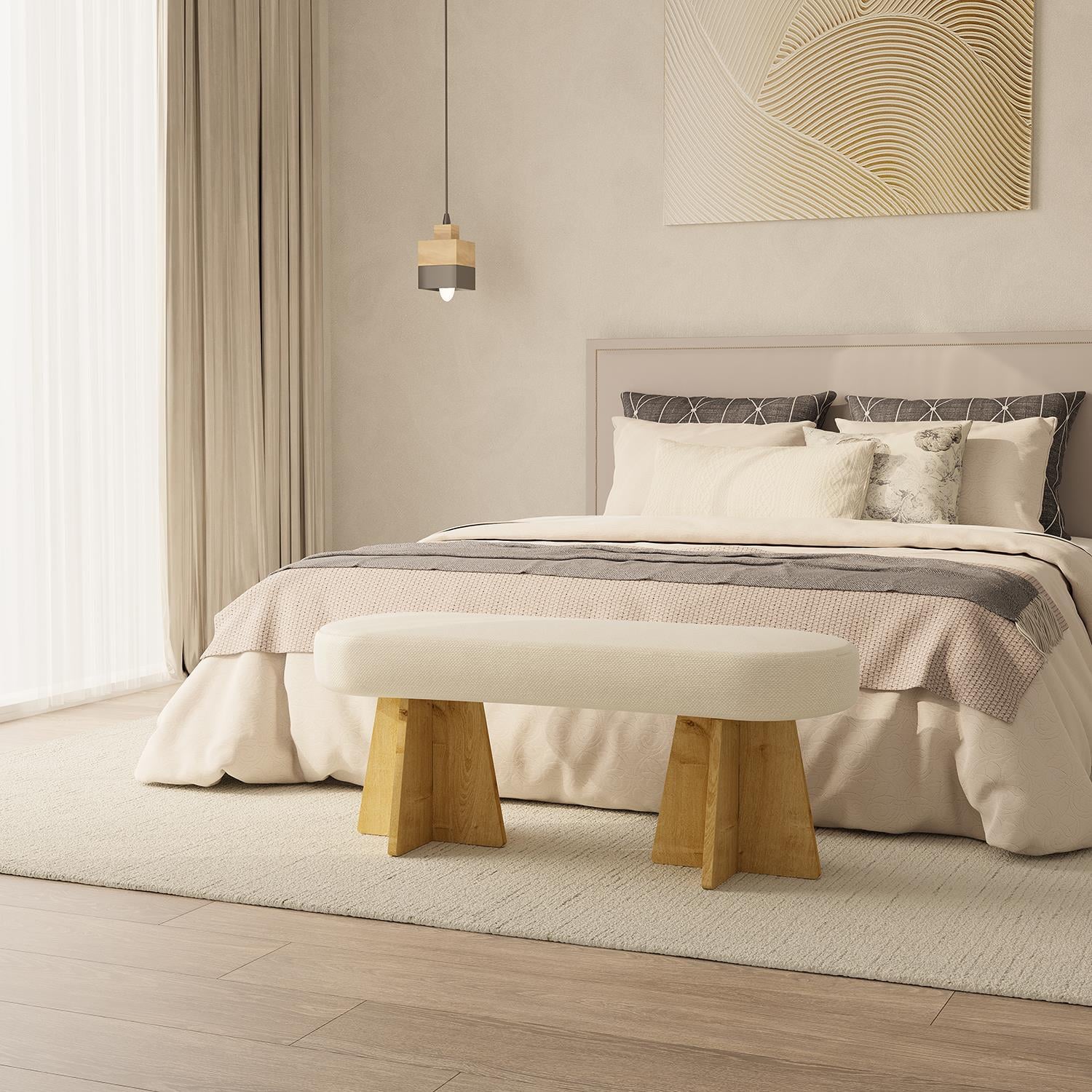 NEOstill - Zen Puf-Bench / 100x30-Bej-Meşe