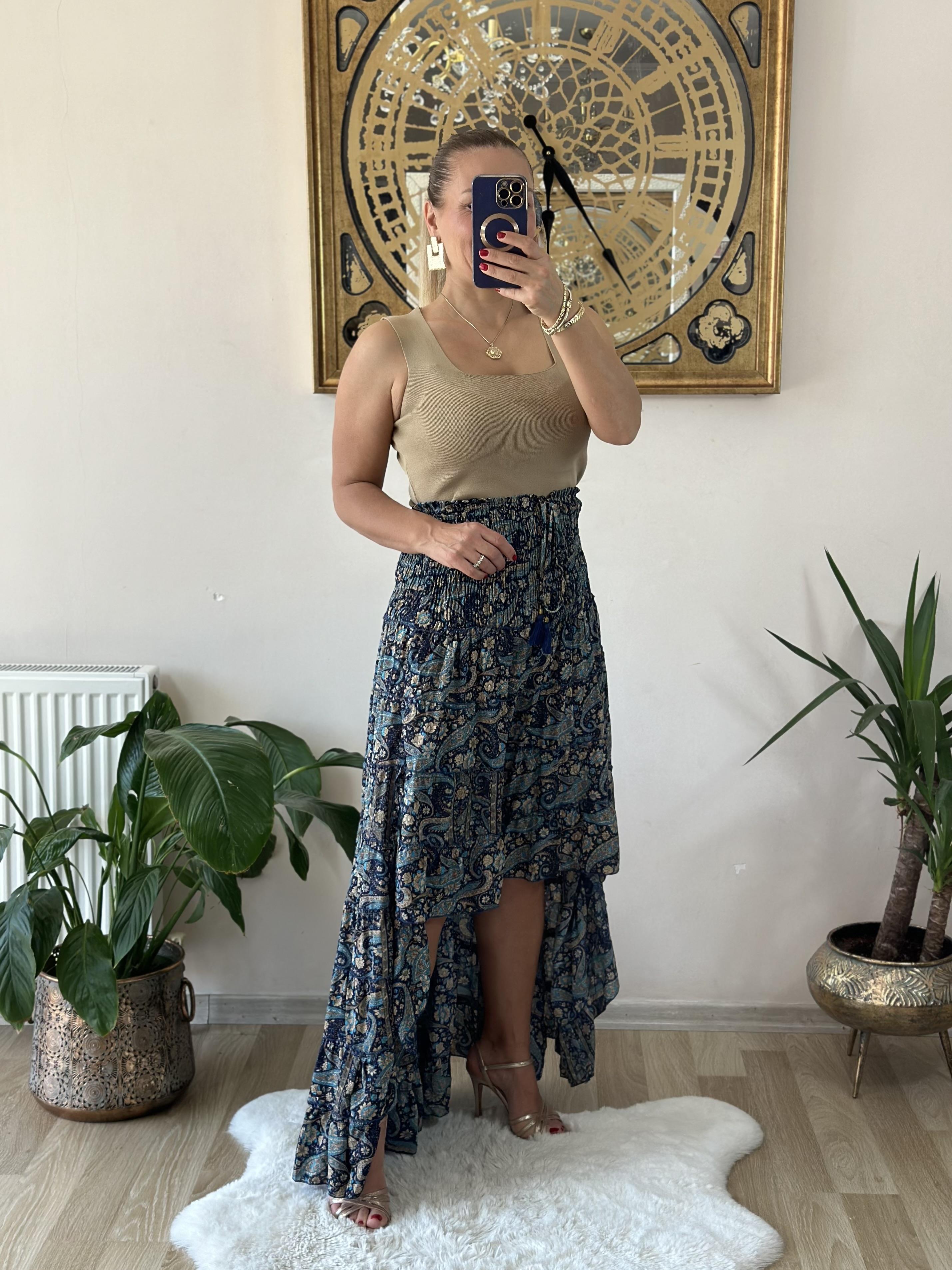 263 Ayna Detaylı Hint Etek / Elbise 