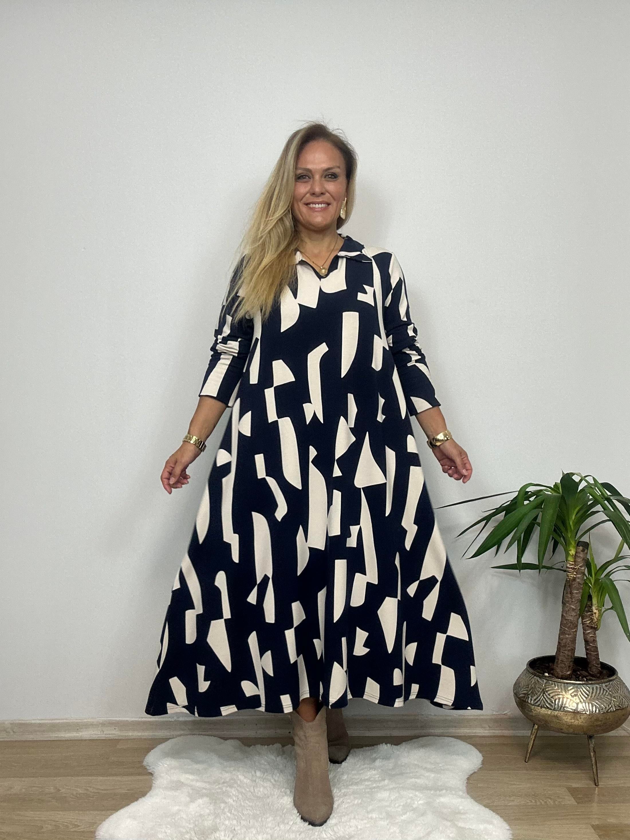 353 Gömlek Yaka  Midi Boy A Kesim  Elbise